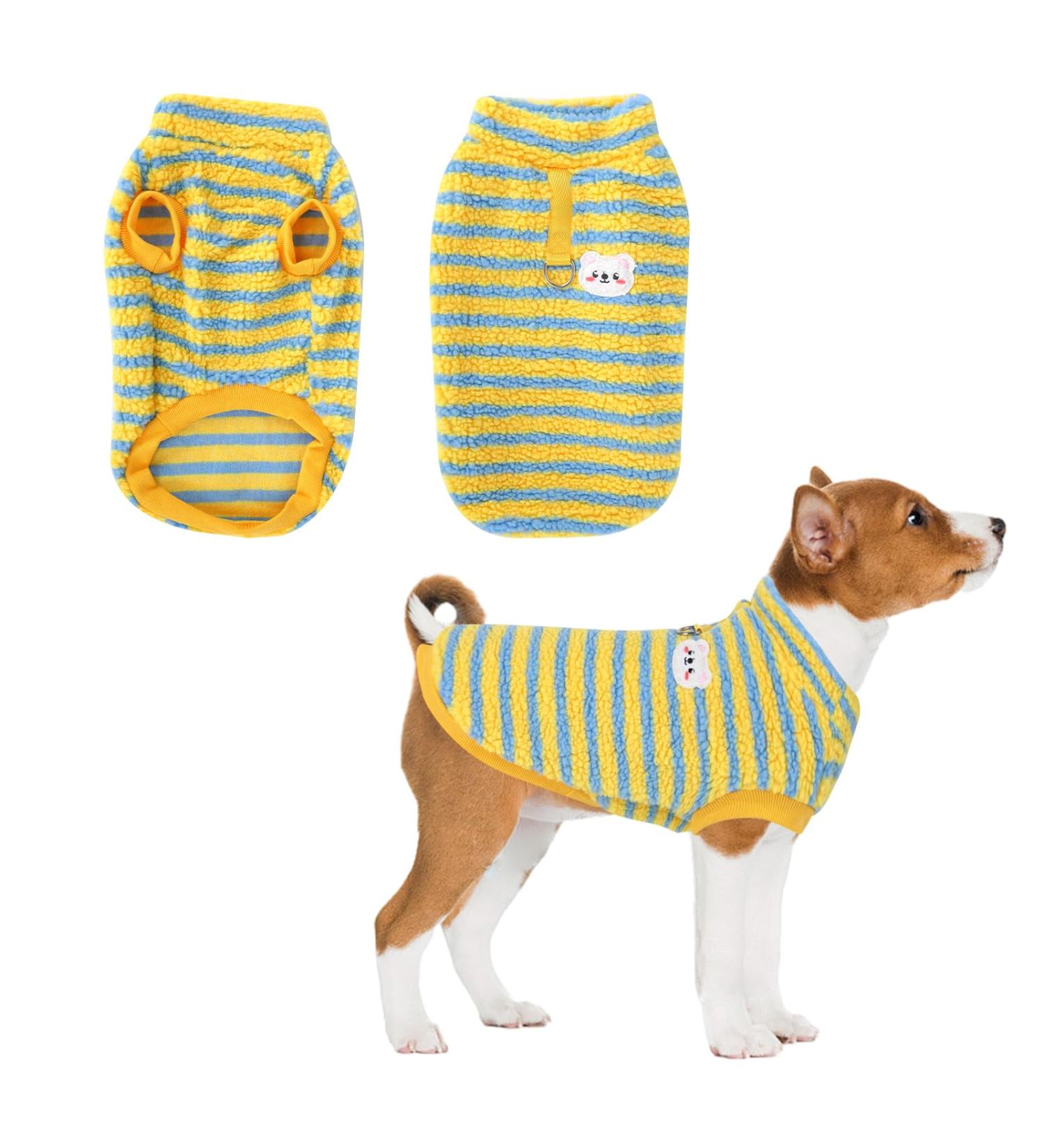 Warm XL Yellow Dog Sweater for Small Dogs & Puppies | Fleece Plush Winter Coat for Cats & Dogs - Buy Online on GoSupps.com