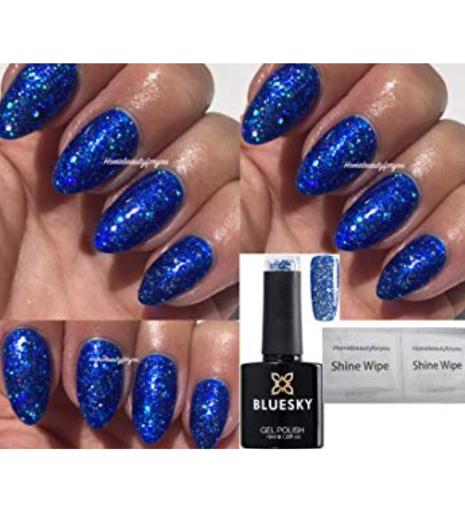 Bluesky Nail Gel Polish BLUE GLITTER Blue Royal Ocean Blue Diamond Glitter Sparkle BLZ02 UV LED Soak Off 10ml - Buy Online on GoSupps.com