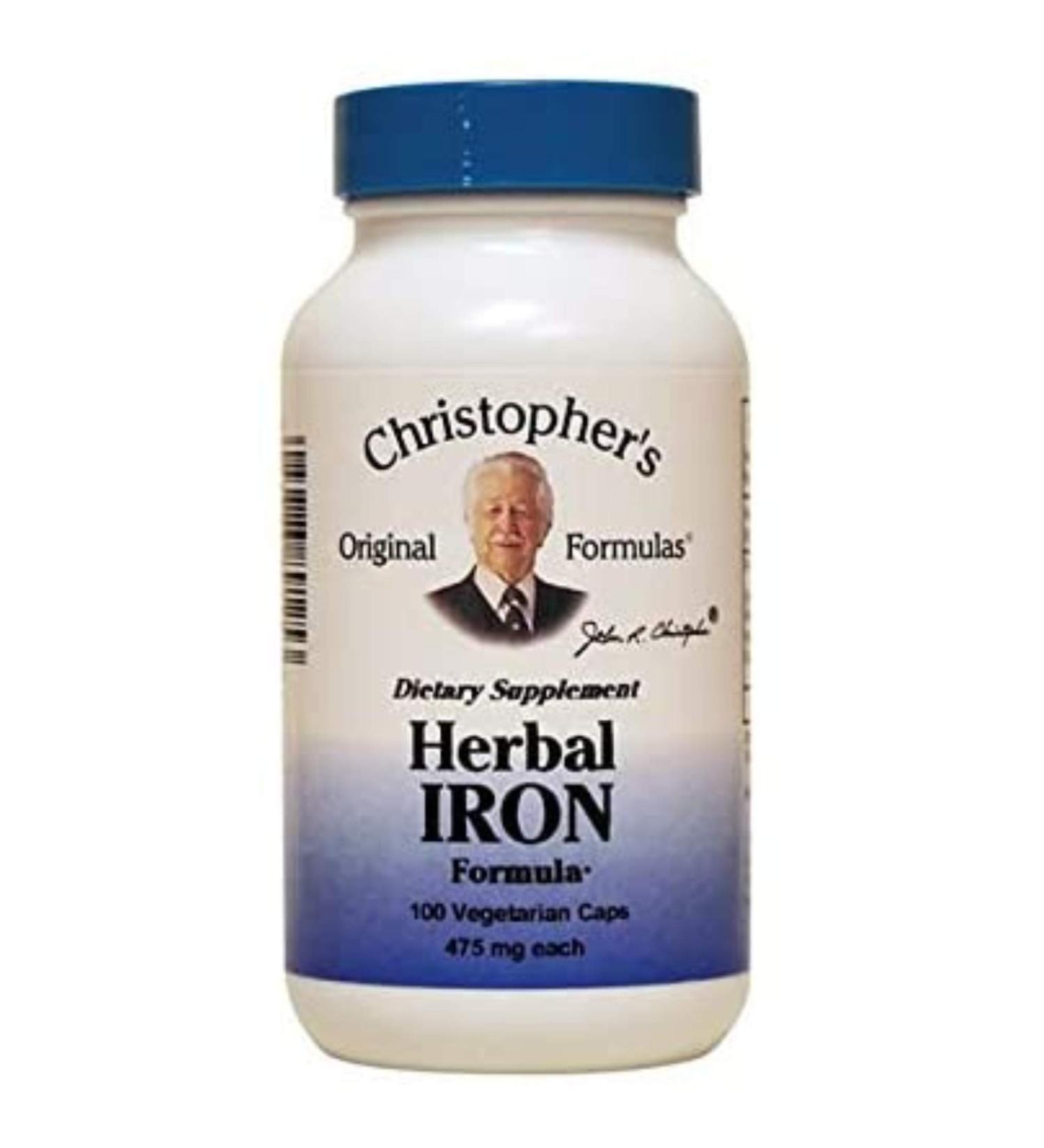 Dr. Christopher's Original Formulas - Herbal Iron Formula 450 Mg. - 100 Vegetarian Capsules