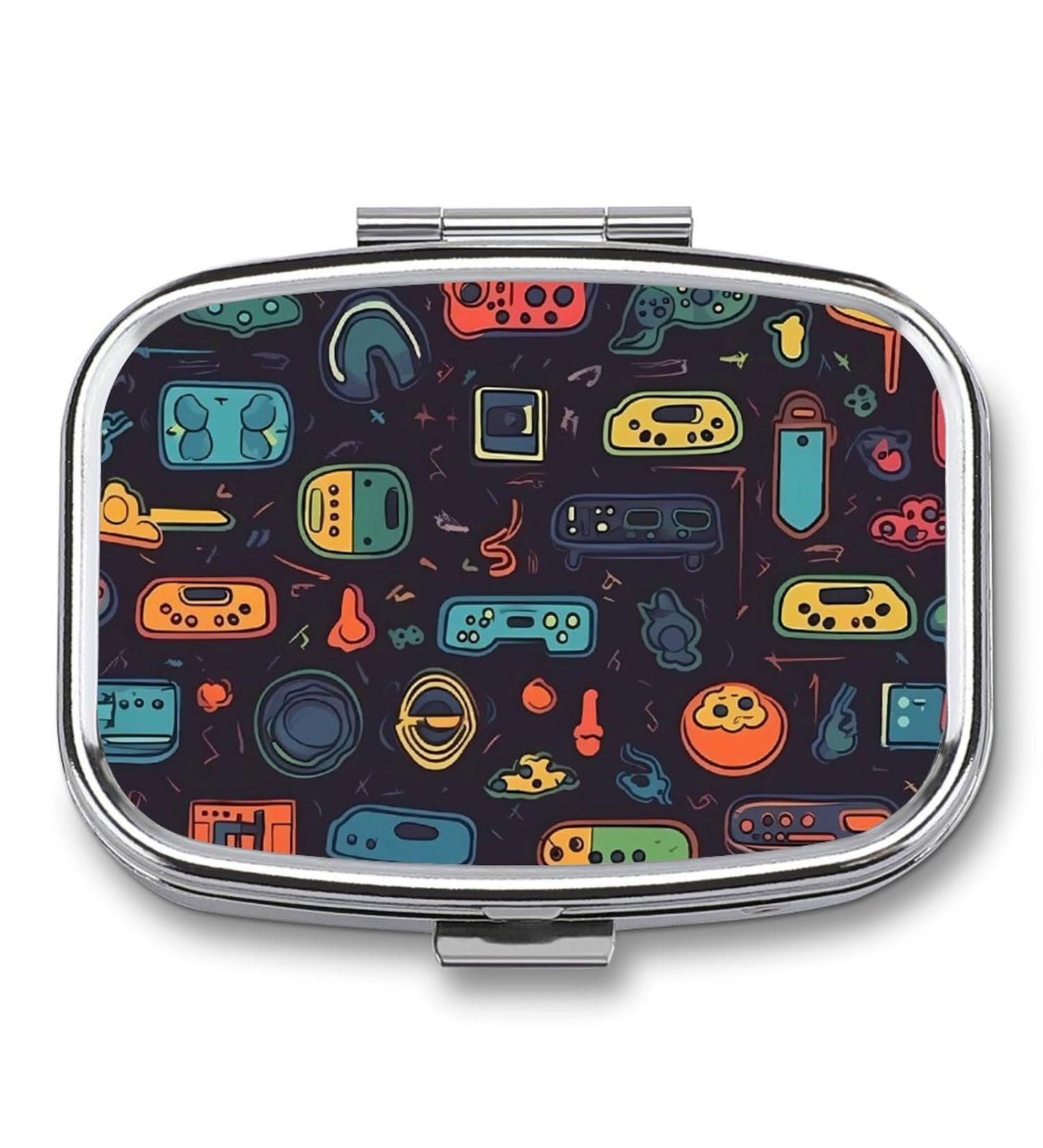 Shop Cute Square Game Pill Box - Portable Vitamin Holder & Organizer for Travel | Ideal for Gamers - Buy Online on GoSupps.com