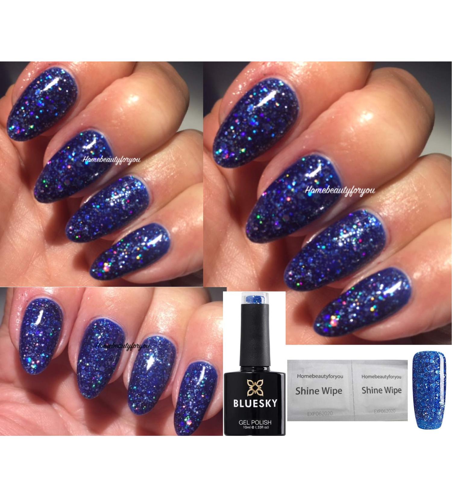 Bluesky Blue Glitter Sparkle BLZ13 Diamond Storm Nail Gel Polish UV LED Soak Off 10ml - Buy Online on GoSupps.com
