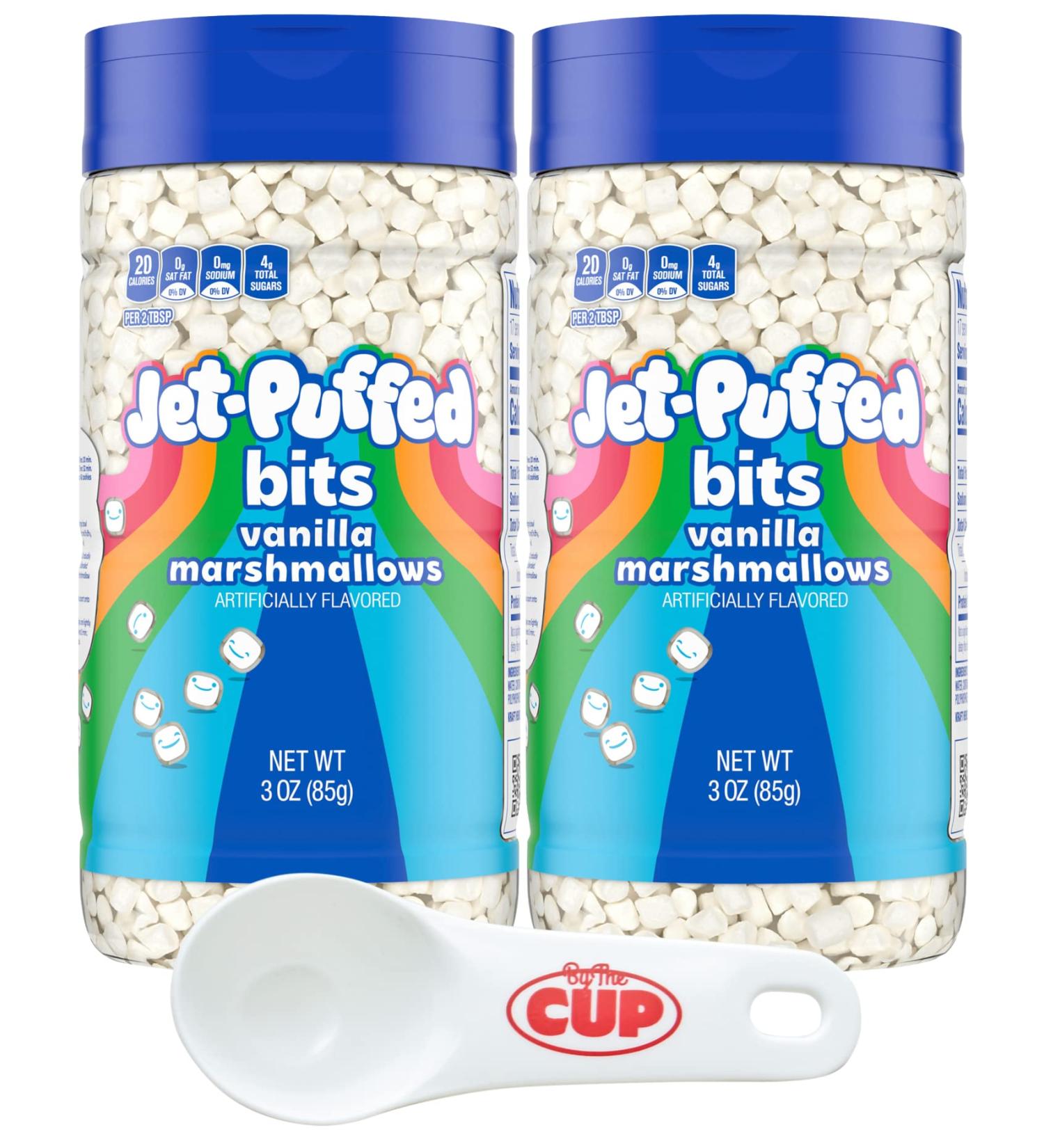 Kraft Jet-Puffed Vanilla Mallow Bits Marshmallows 3oz (Pack of 2) with By The Cup Portion Control Scoop - Buy Online on GoSupps.com