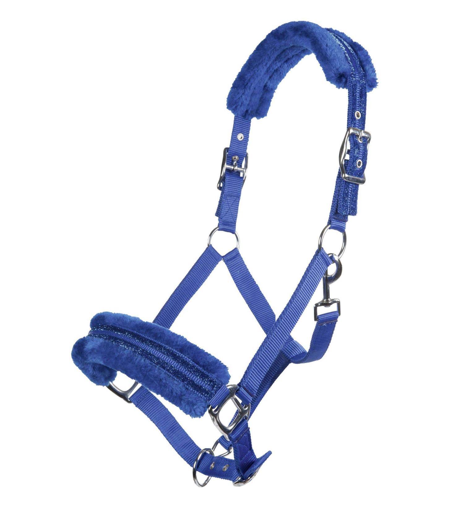 HKM Nylon Glitter Halter with Polar Fleece Padding - Cornflower Blue for Thoroughbreds | International Shipping Available - Buy Online on GoSupps.com