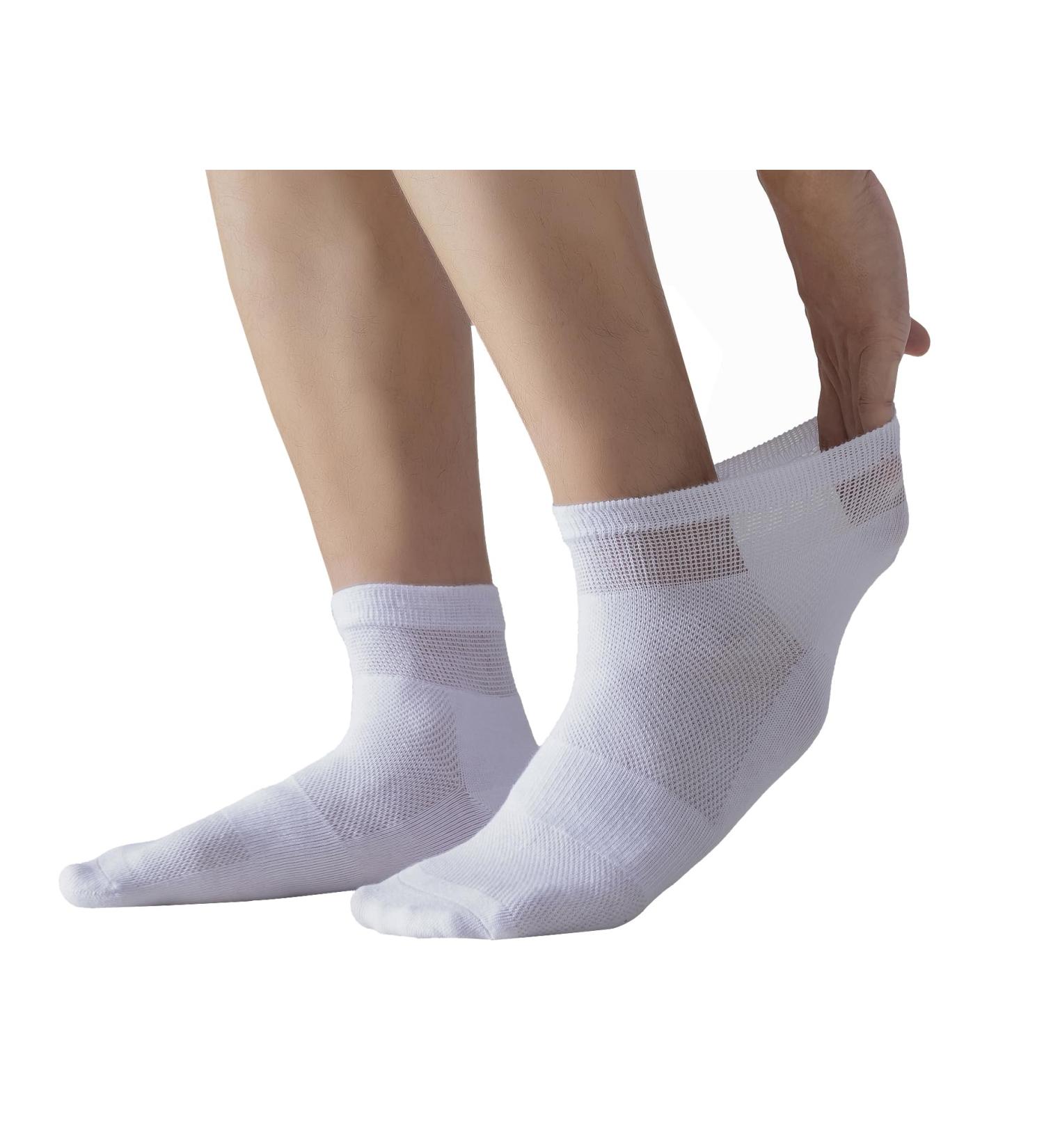 Yomandamor Men's 6 Pairs Non-Binding Ankle Diabetic Socks - Thin Cotton Breathable Size 10-13 White - Comfortable Fit for Sensitive Feet - Buy Online on GoSupps.com