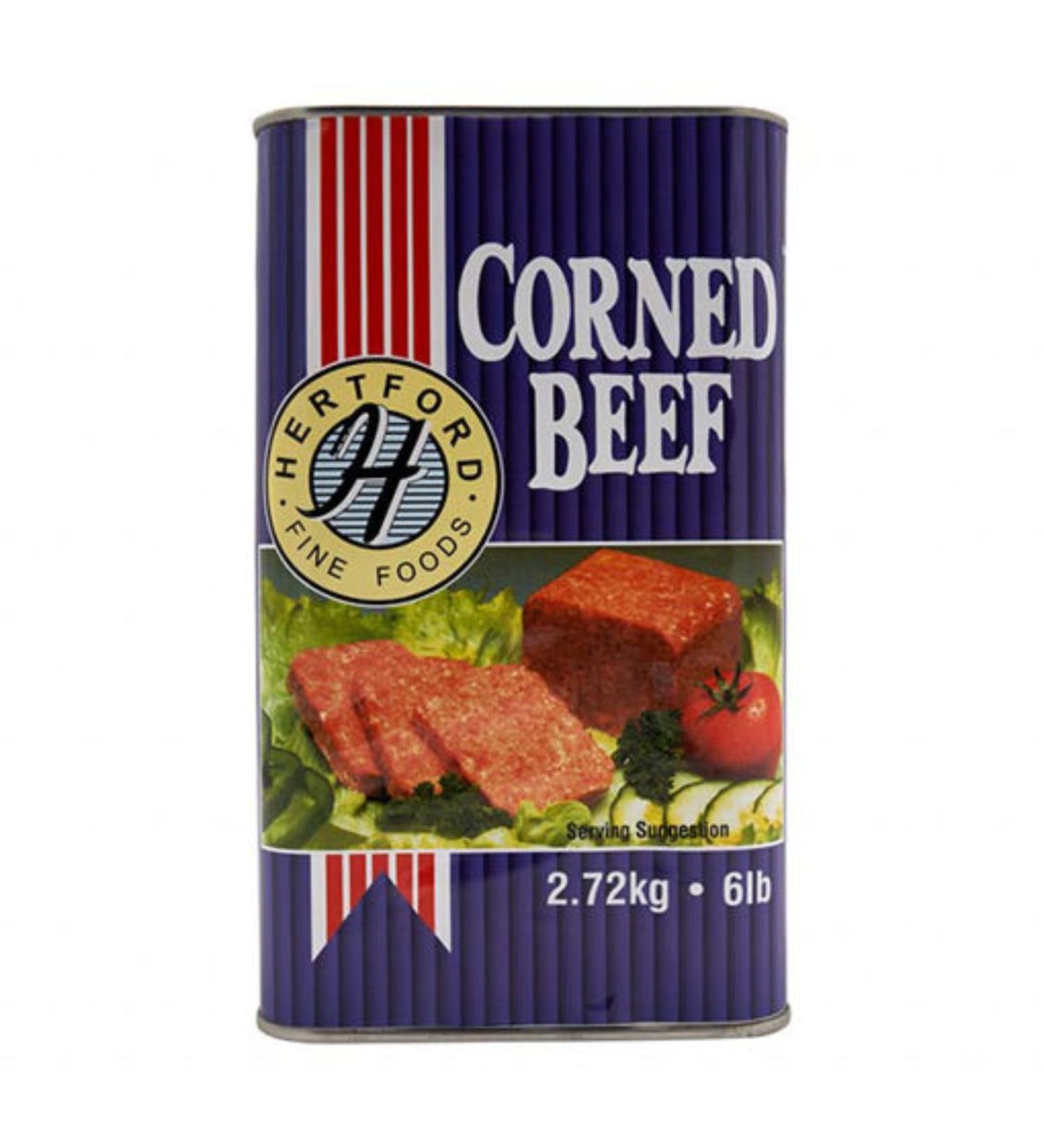 Hertford Fine Foods Corned Beef 2.72kg. Canned corned beef. Large Tin.
