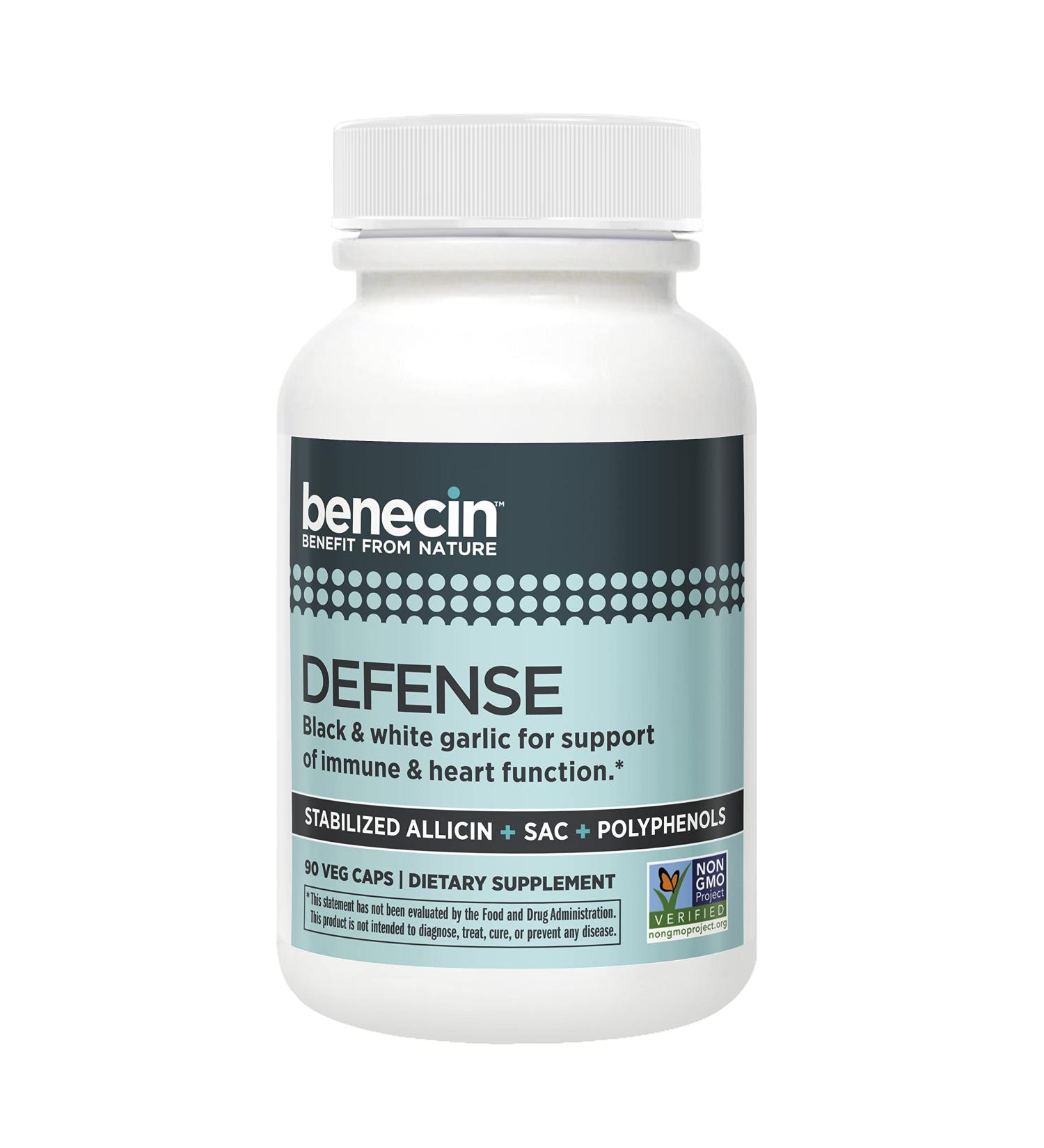 Benecin Defense 1500 mcg Stabilized Allicin per Capsule | Plus high Amounts of SAC & Polyphenols from Black Garlic | Powerful Support of Immune & Heart Function (90 Count 90 Count) 1 Count (Pack of 90) - Buy Online on GoSupps.com