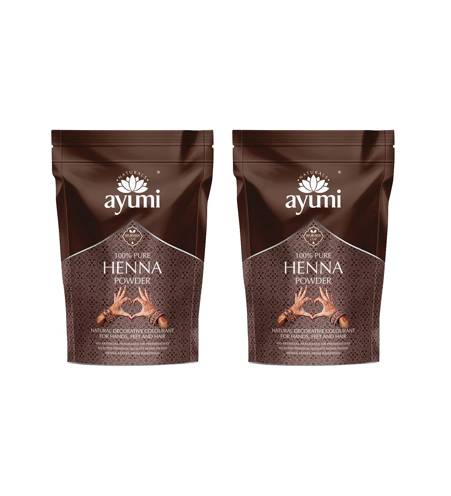 Ayumi Pure Henna Powder - Scalp Soothing, Hair Conditioning, Hair Growth Support - 2 x 200g - Buy Online on GoSupps.com