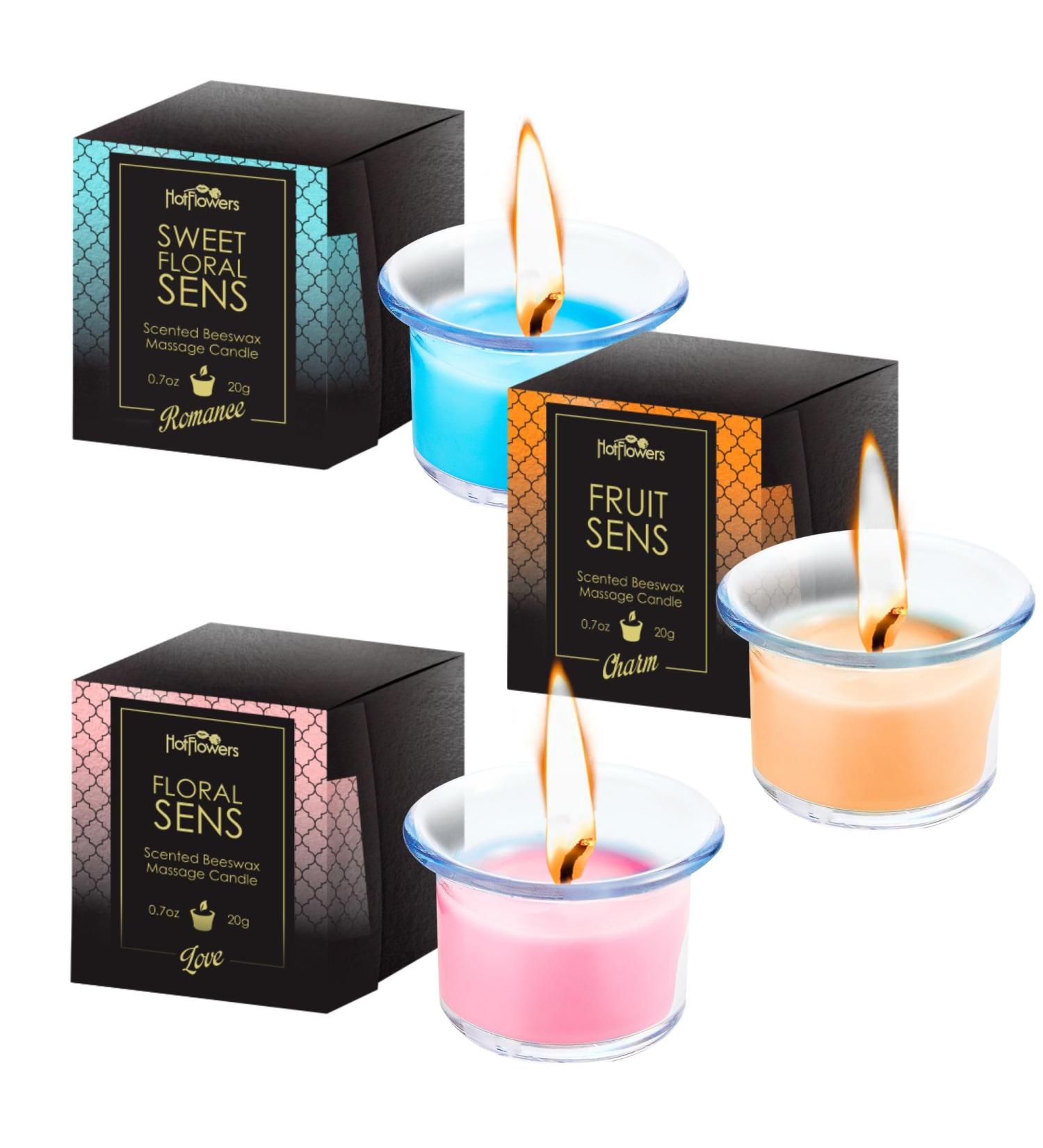 Buy HOT Flowers Beeswax Body Scented Massage Candle Set - Skin Safe Low Heat Oil Warmer - 3 Romantic Scents - International Shipping - Buy Online on GoSupps.com