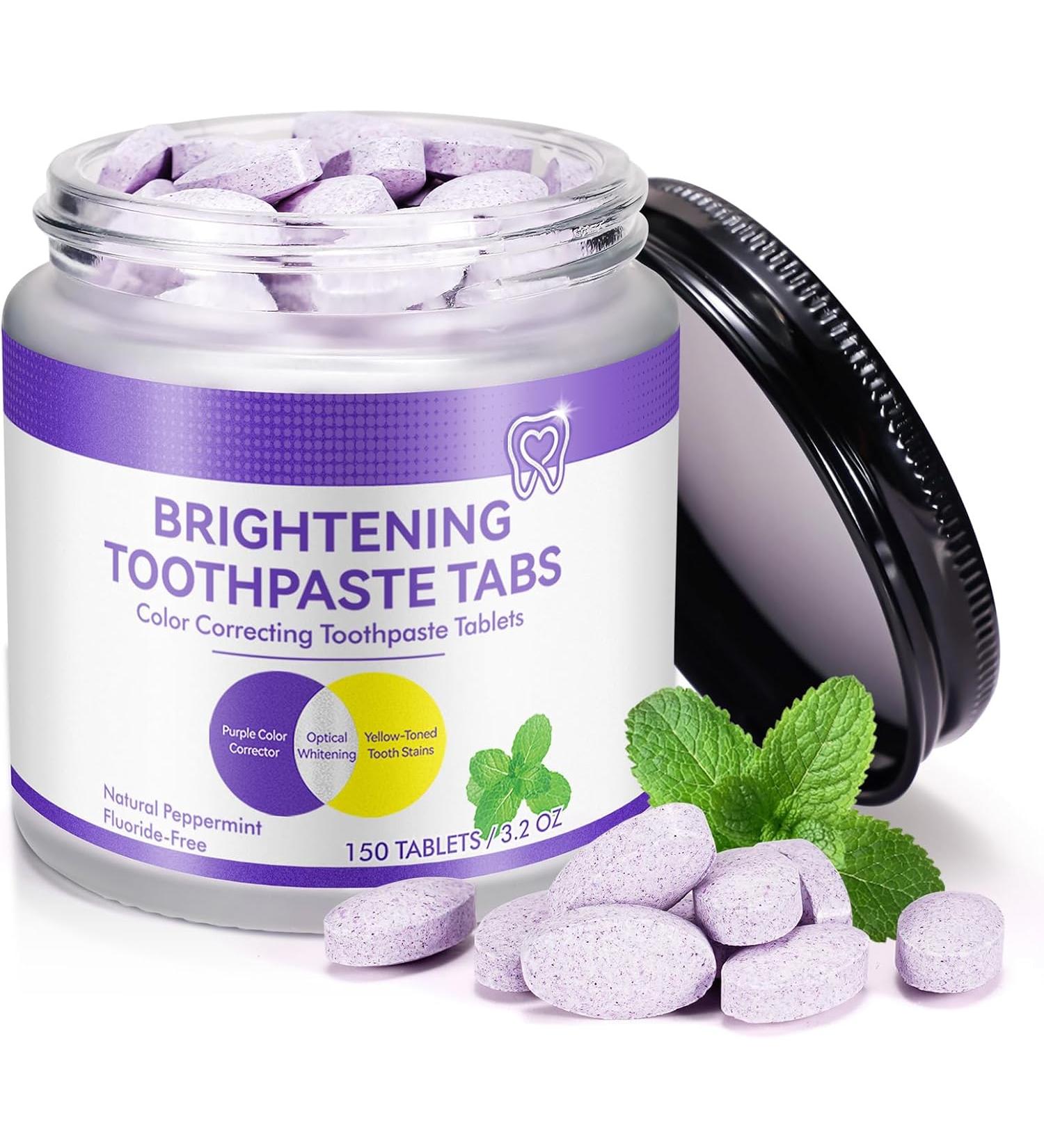 Purple Toothpaste Tablets with Nano Hydroxyapatite for Teeth Whitening Fresh Breath Safe and Remineralizing Tablets with Coconut Oil Peppermint 150 Pcs - 3.2 Oz - Buy Online on GoSupps.com