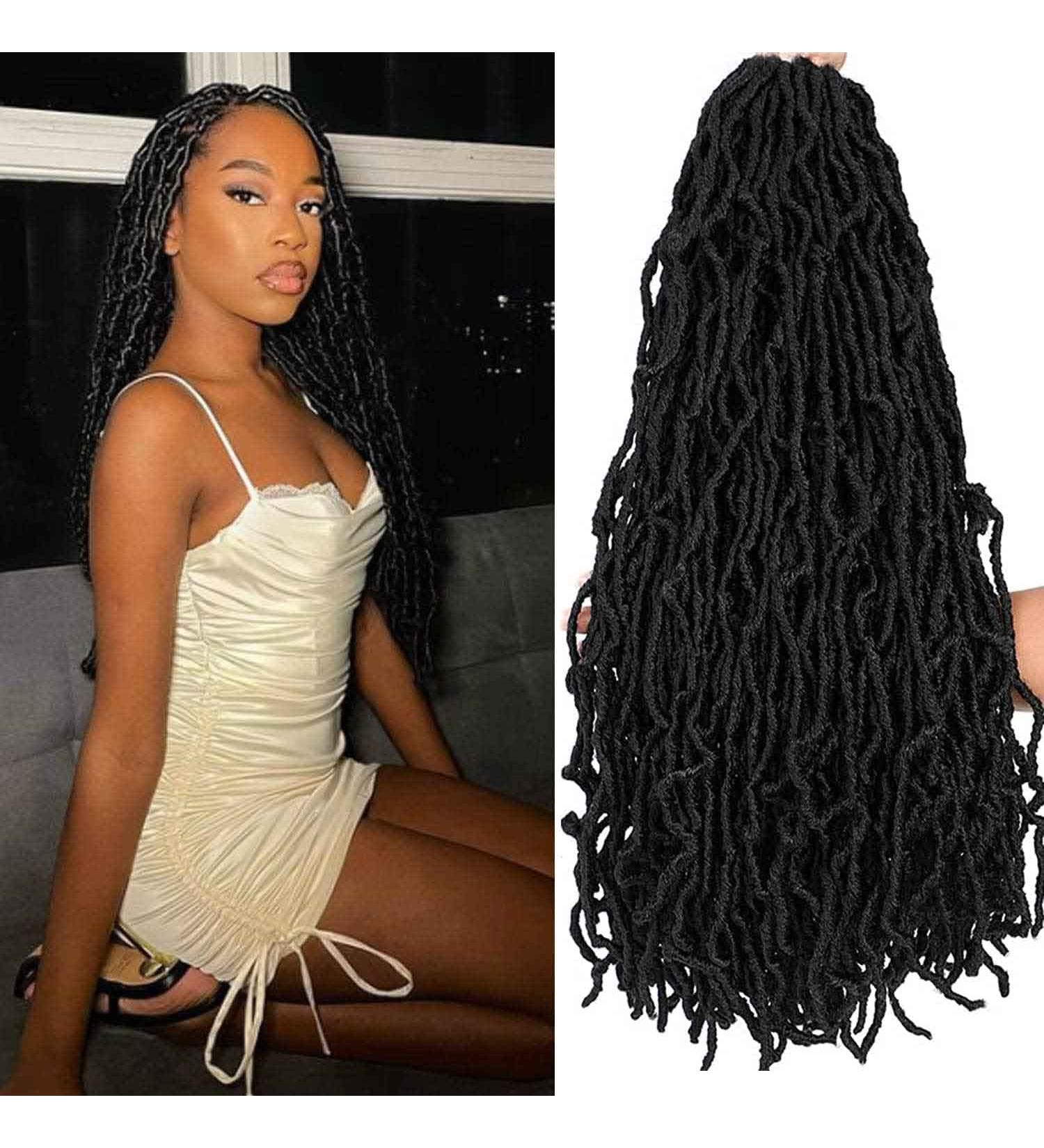24 Soft Locs Crochet Hair 6-Pack 1B - Natural Curly Wavy Faux Locs Crochet Braids - Buy Online on GoSupps.com