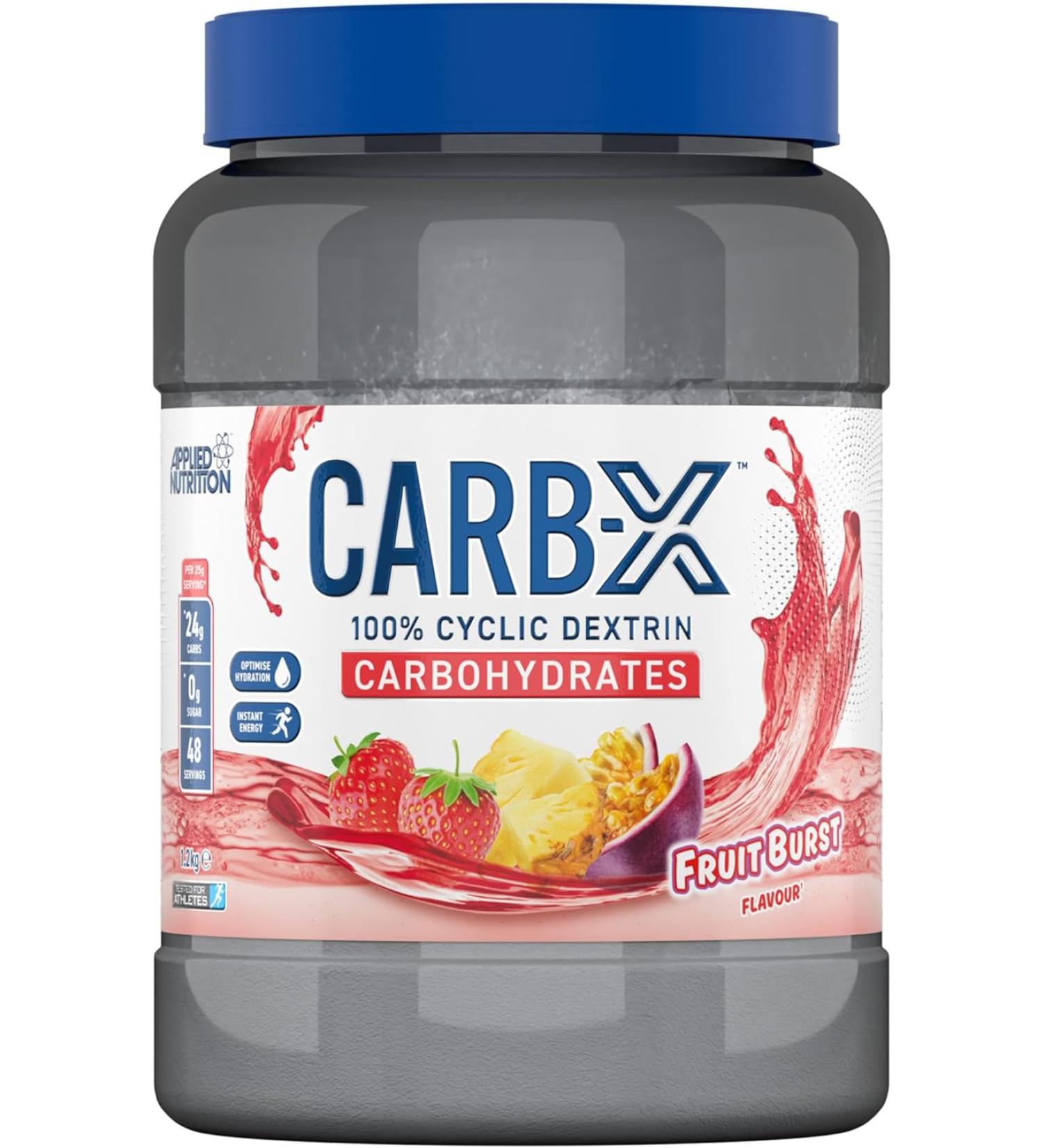 Applied Nutrition Carb X Highly Branched Cyclic Dextrin 1.2kg Powder - Vegan & Gluten-Free Intra & Post Workout Carbs for Training & Recovery - Sugar-Free Fuel (Fruit Burst) - 48 Servings - Buy Online on GoSupps.com