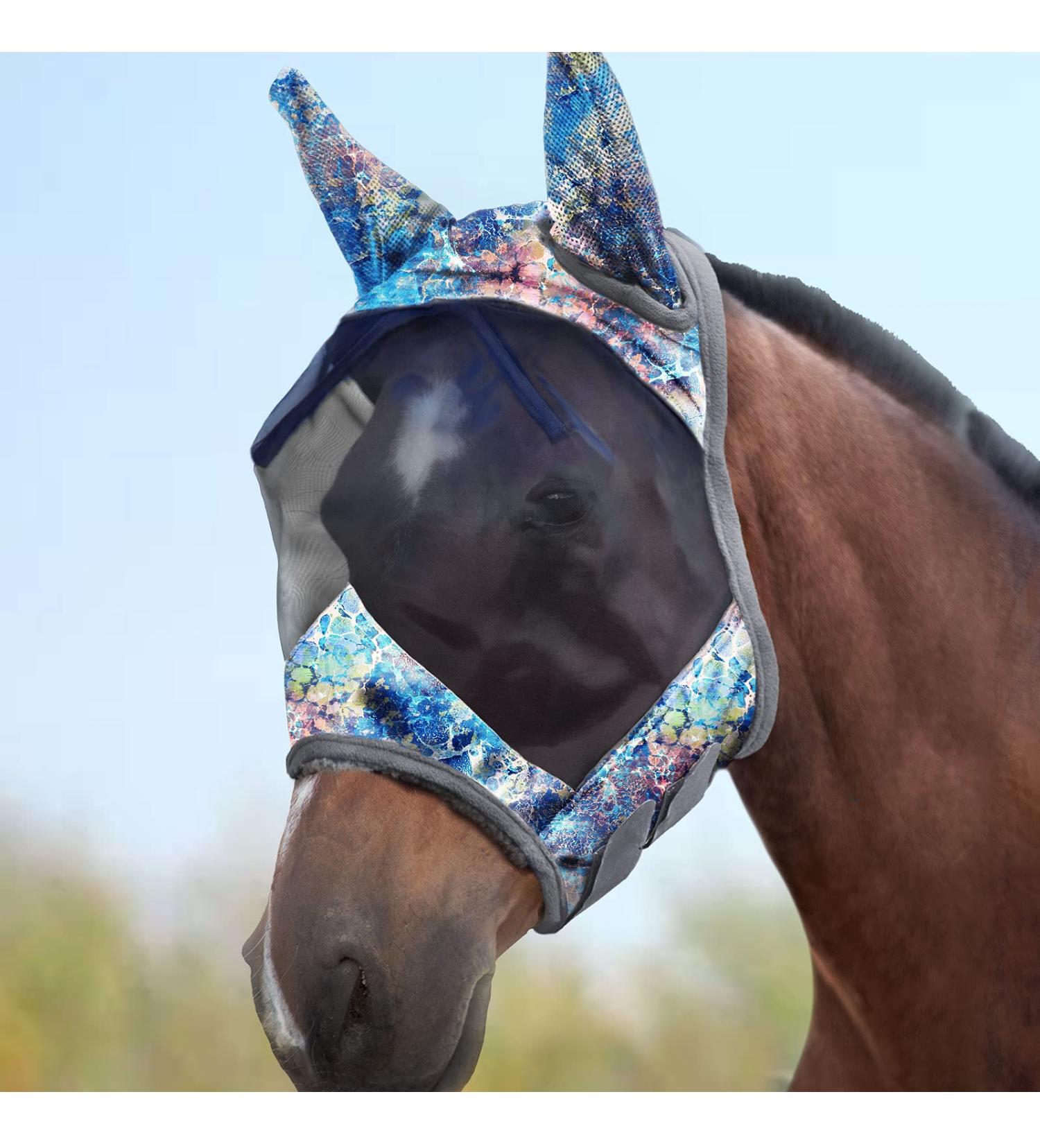 Harrison Howard CareMaster Horse Fly Mask with Ears | UV Protection for Horses | Standard Size (L) - Pastel Mix - Buy Online on GoSupps.com
