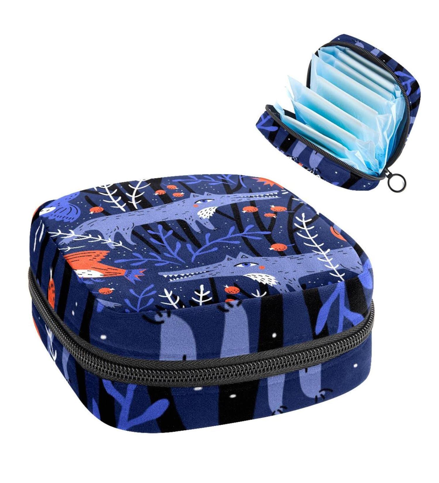 Portable Women's Bandages & Menstrual Pad Storage Bags - Zippering Bags for Teenagers & Women - Multi-Colored Wolf & Bird Designs - Buy Online on GoSupps.com