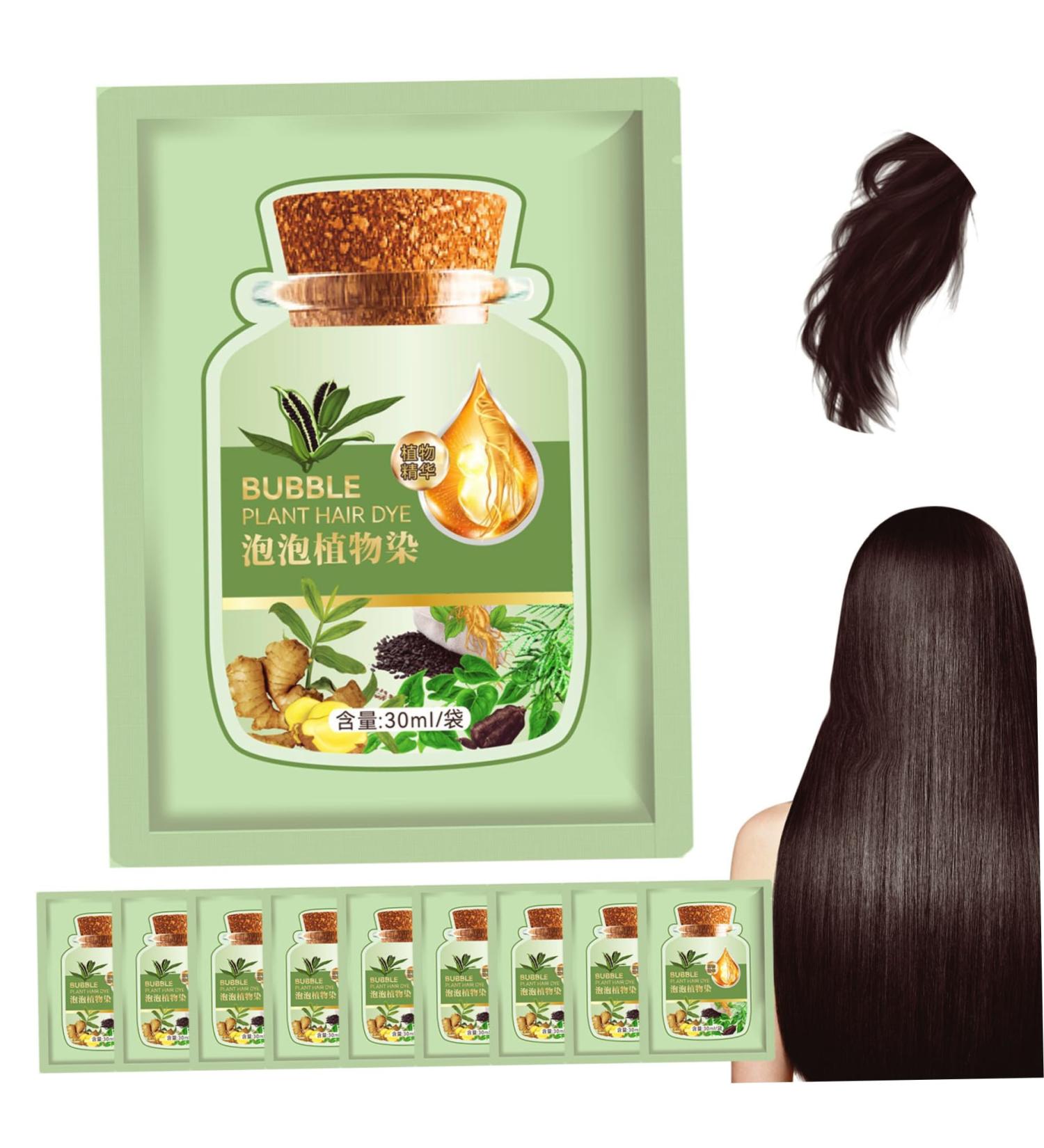 Buy 10 PCS Natural Bubble Hair Dye - Long-lasting Plant Extract Shampoo for Grey Hair - Black Teal Color for Women & Home Salons - Buy Online on GoSupps.com