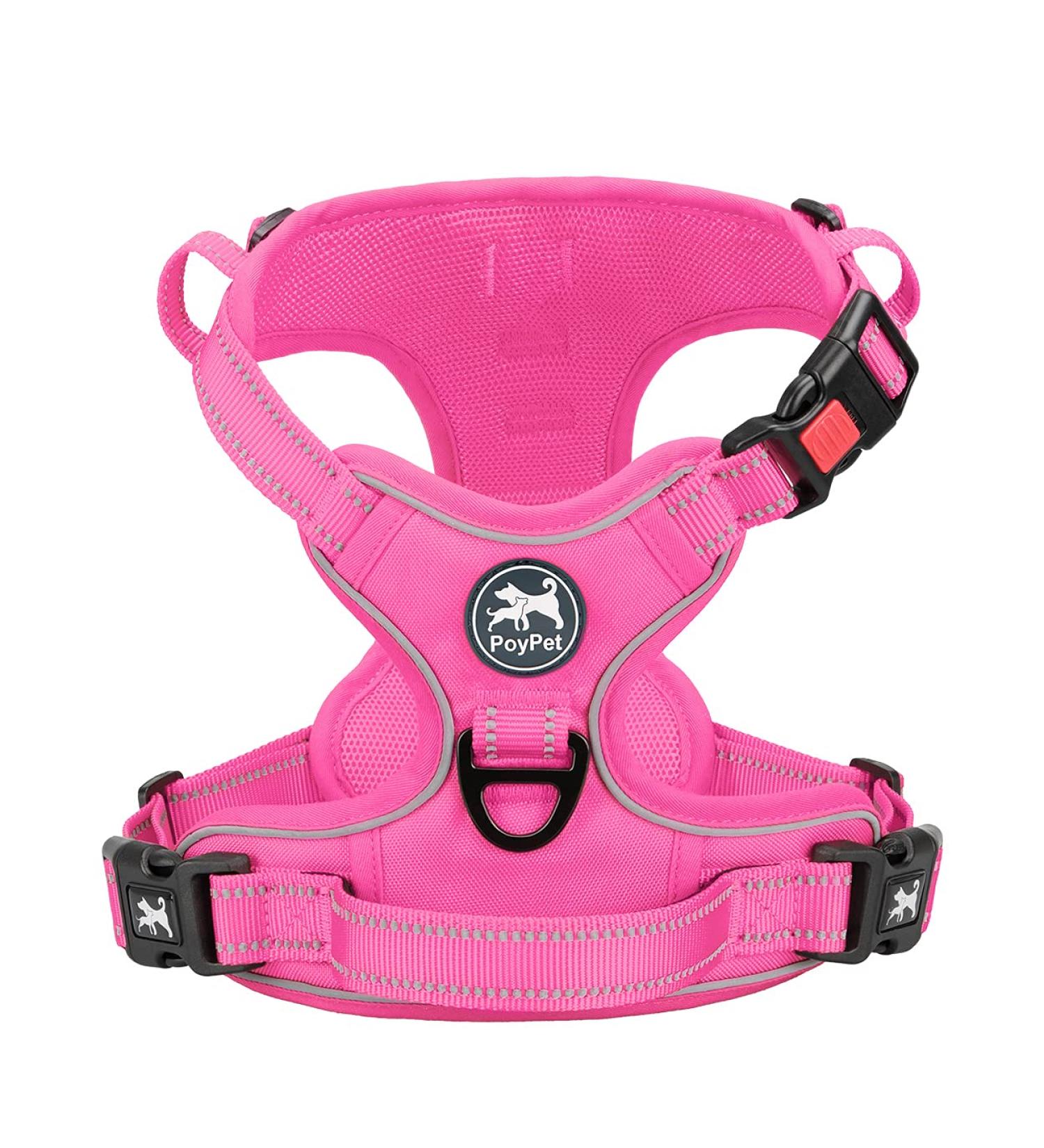 POPOT Reflective Dog Harness - Adjustable Softly Padded Vest for Large Dogs - No-Choke Design with Control Handle - Pink (Large) - Buy Online on GoSupps.com