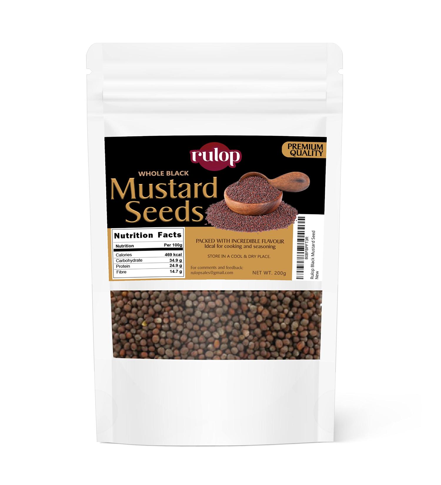 Rulop Black Mustard Seeds 200g Resealable Pouch To Maintain Freshness Brown Mustard Seeds For Cooking