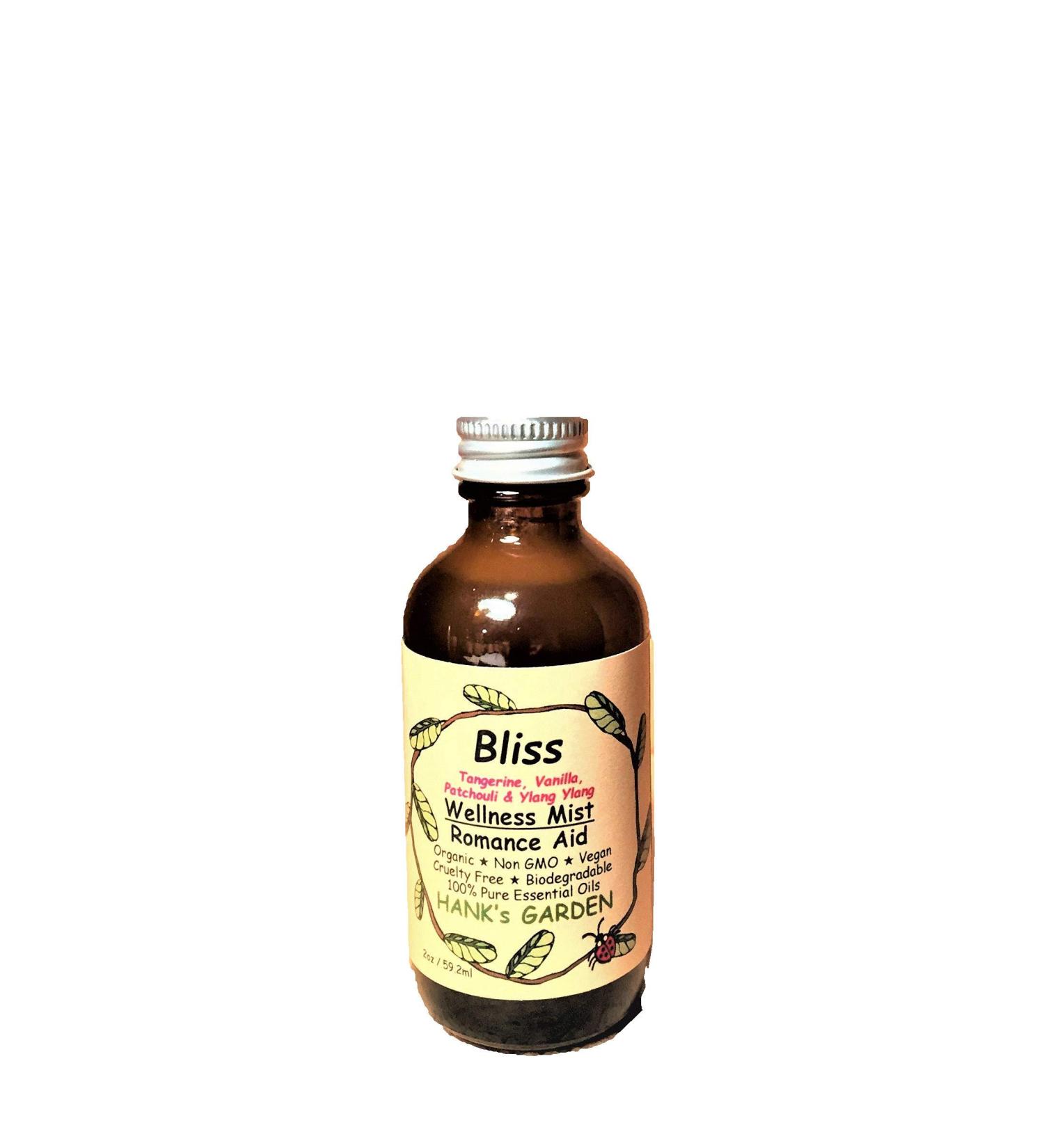 BLISS Romance Wellness Body Room Spray Mist - Tangerine Vanilla Ylang Ylang & Patchouli - 100% Pure Essential Oils Vegan Organic Biodegradable Non GMO Cruelty Free (2 oz Refill)