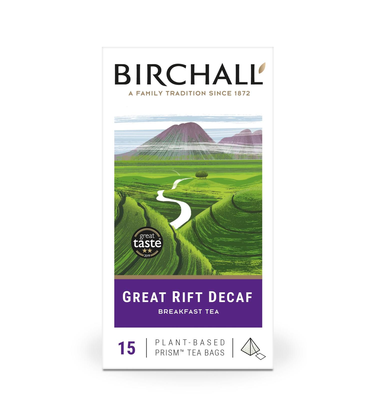 Birchall Great Rift Decaf Blend Tea Bags - Vegan English Breakfast Tea | 15 Plant-Based Prism Tea Bags - Buy Online on GoSupps.com