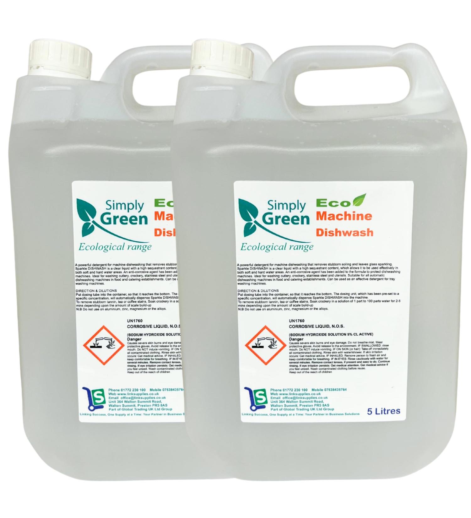 2 x 5 Litre Eco Machine Dishwash Liquid Simply Green - Buy Online on GoSupps.com