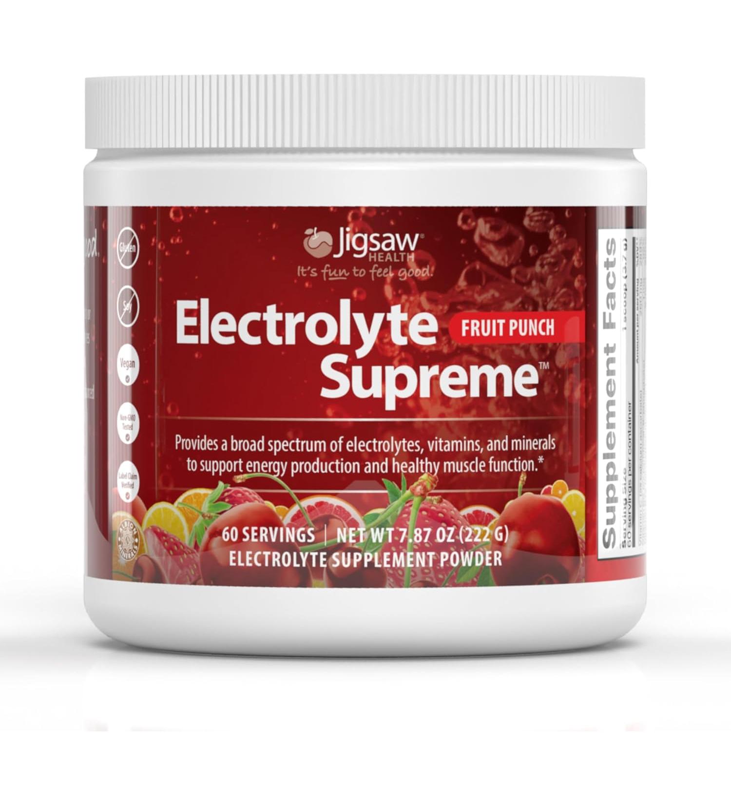Jigsaw Health Electrolyte Supreme - Fruit Punch Flavor (11.9 oz  336 g) | Hydration & Recovery - Buy Online on GoSupps.com