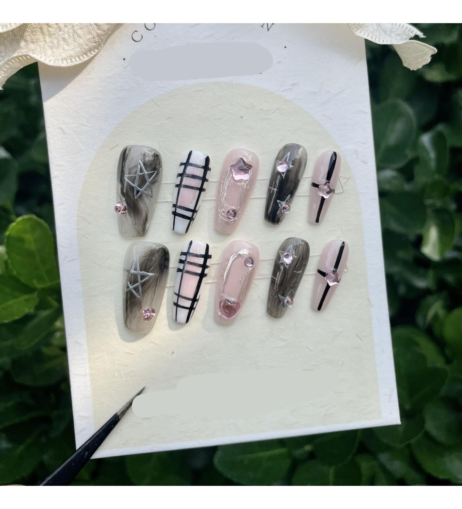 Handmade Millennium Spicy Girl Sweet Cool Explosive Flash White Nail Beauty Detachable Lazy Wearing Nail Reusable (Size : M) - Buy Online on GoSupps.com