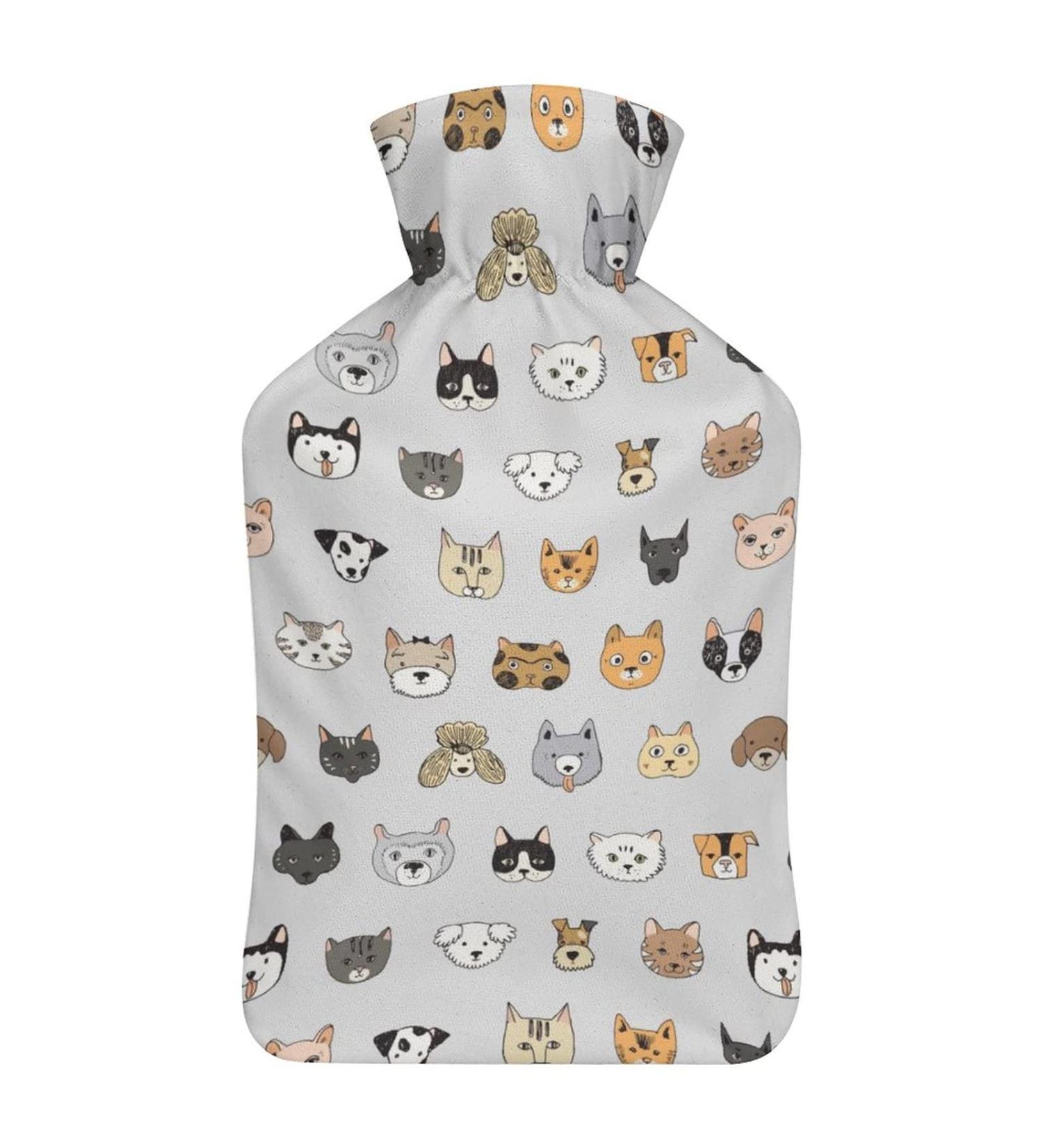 Dog Pattern Hot Water Bottle with Lid | Rubber Pain Relief Bag for Cramps & Foot Warmer - Hot & Cold Therapy - Buy Online on GoSupps.com
