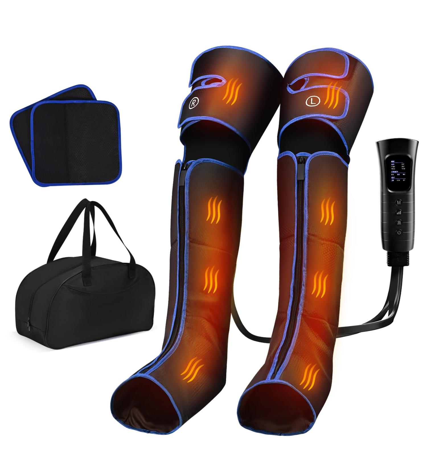 Rinri Leg Massage Device with Heat - Air Compression for Blood Circulation & Muscle Relaxation | 6 Modes 4 Intensities & 2 Heating Levels - Buy Online on GoSupps.com