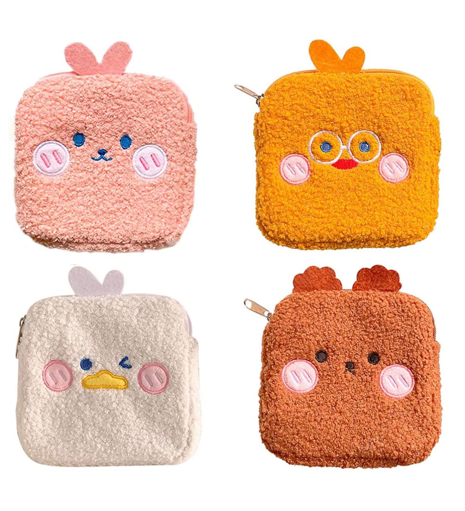 ARTIBETTER Plush Sanitary Napkin Storage Bag - Cute Tampons Pouch for Women - Travel Menstrual Pad Organizer - Assorted Colors (4Pcs) - Buy Online on GoSupps.com