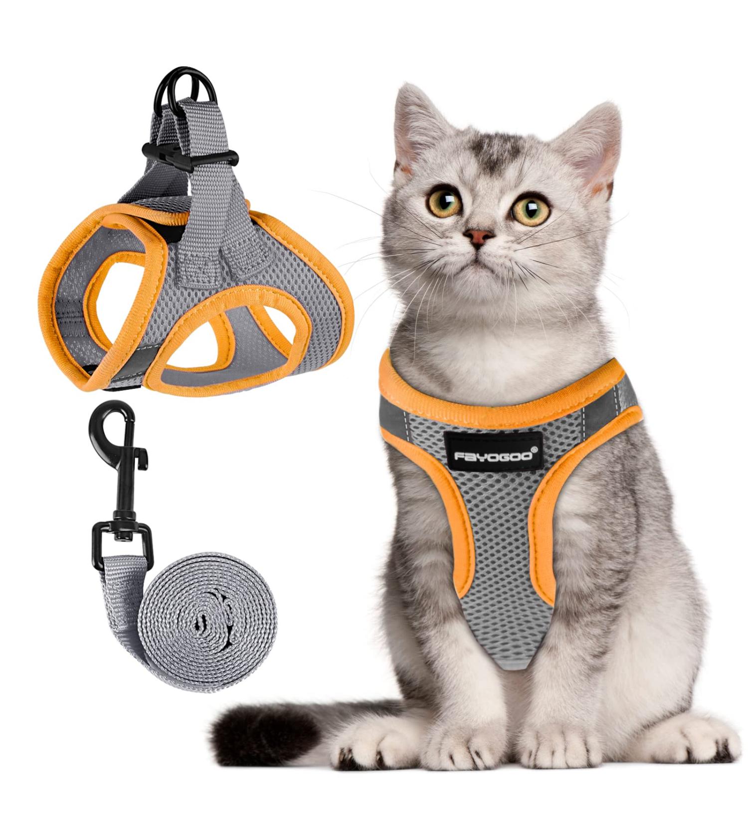 Shop Fayogoo Cat Dishes - Breathable Break-Away Leash Reflective Stripes XXL Gray - Perfect for International Shipping! - Buy Online on GoSupps.com