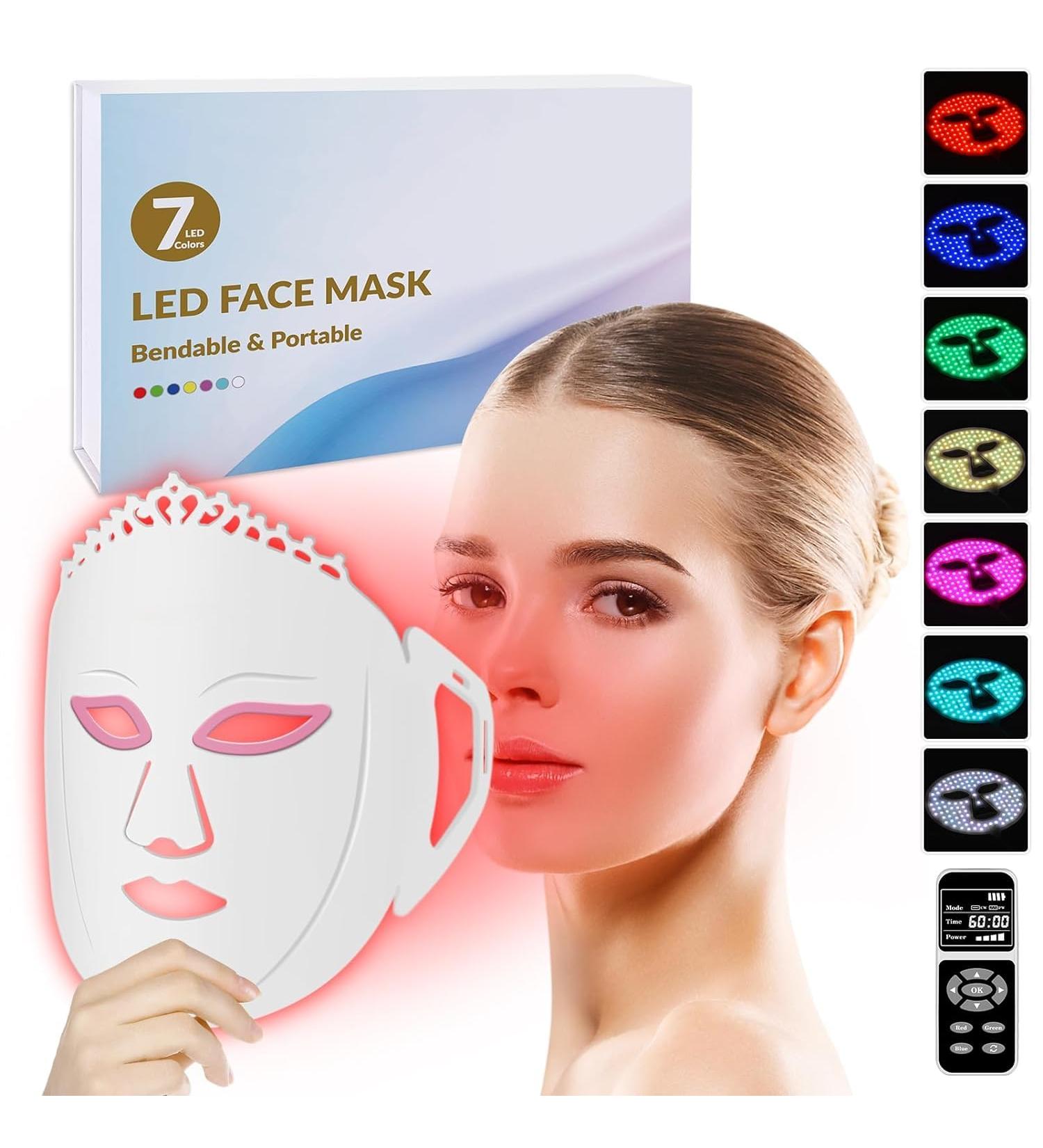 Buy Infrared Red Light Therapy Facial Mask | 7 Color LED Beauty Mask for Skincare & Tightening | Best LED Light Therapy for Face - Buy Online on GoSupps.com