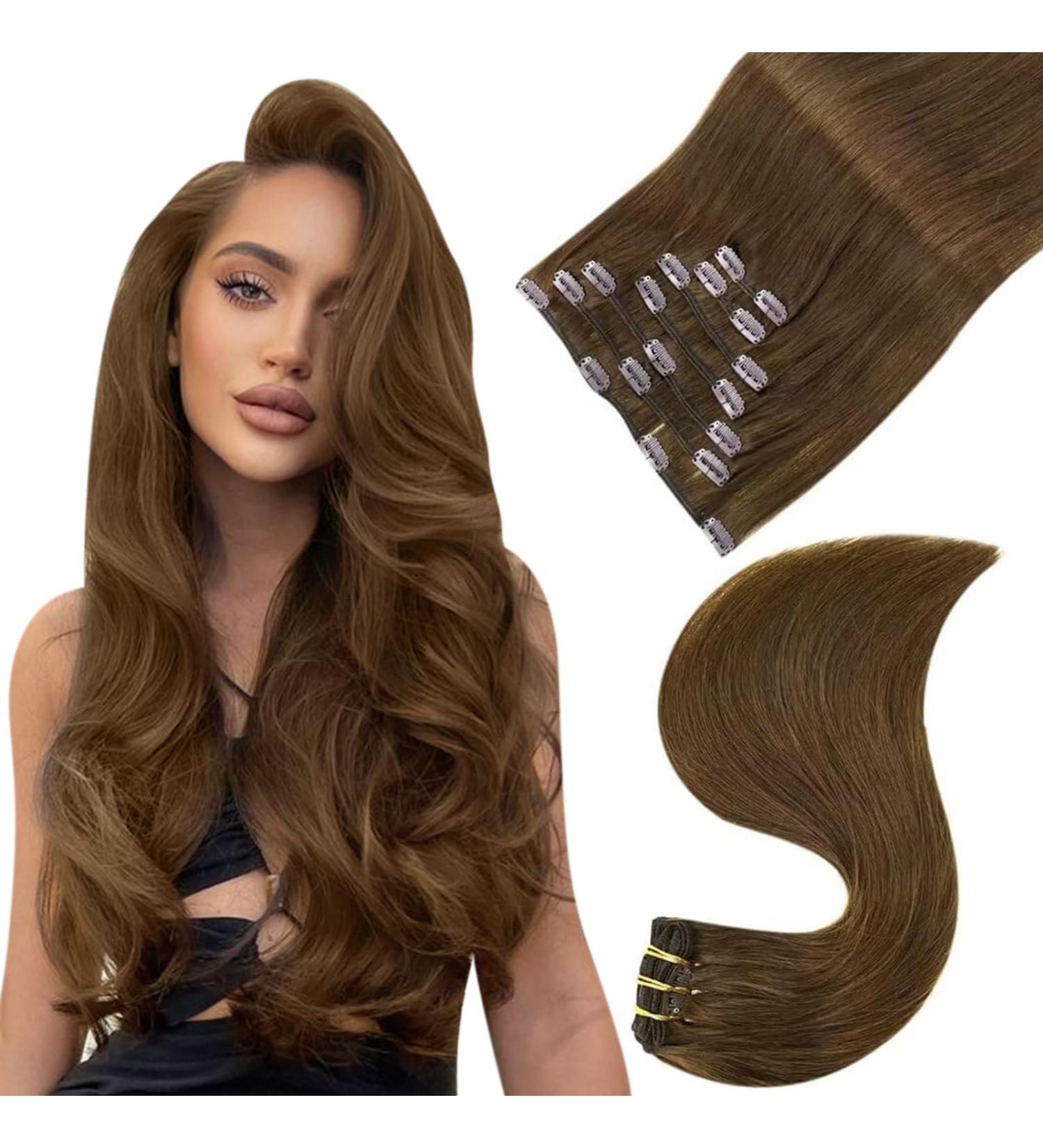Easyouth Brown Clip-In Hair Extensions - Real 18 Inch Dark Brown Hair - 120g #4 7pcs for Natural Look - Buy Online on GoSupps.com