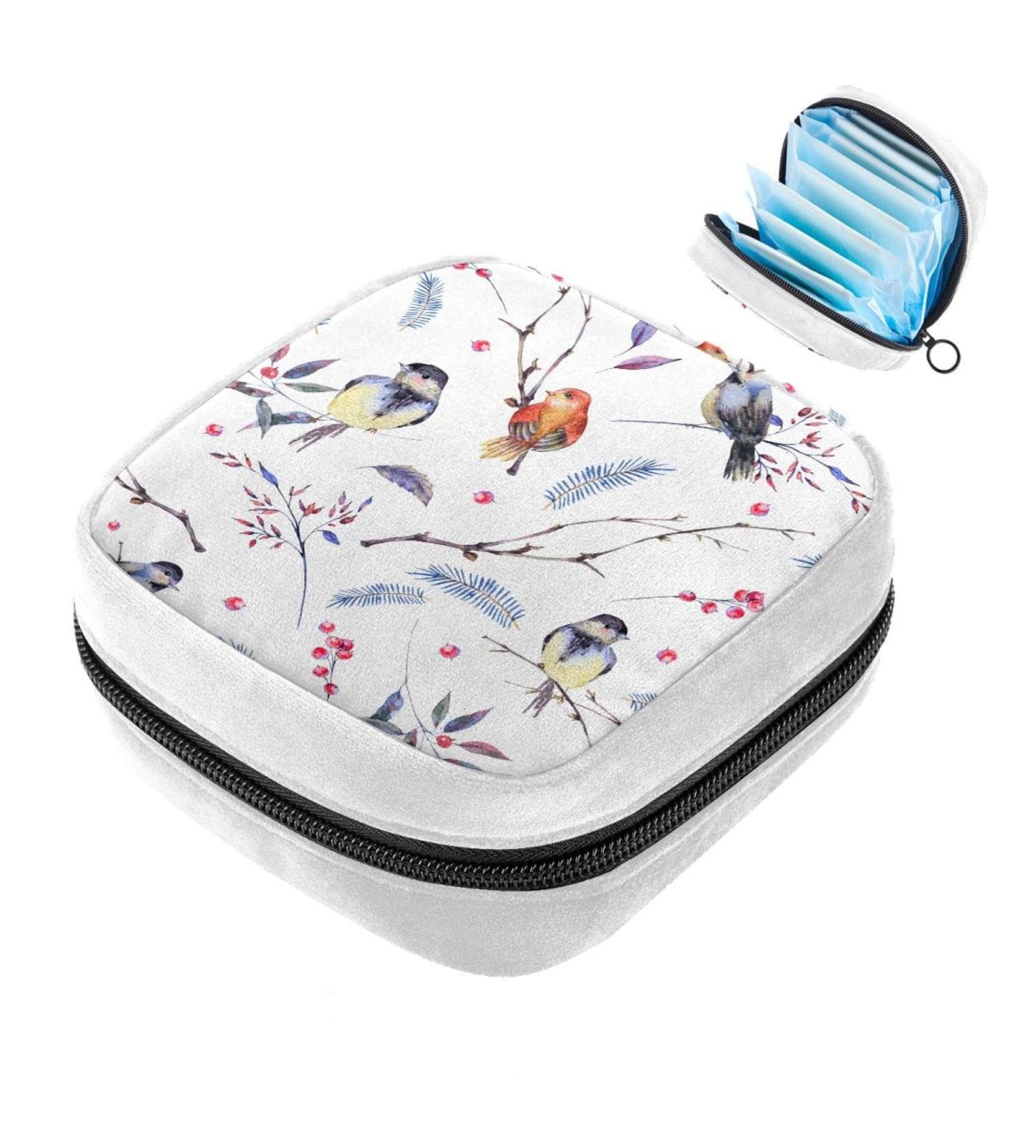 Spring Branches Leaves Illustration Sanitary Napkin Storage Bag - Color5002 - Buy Online on GoSupps.com