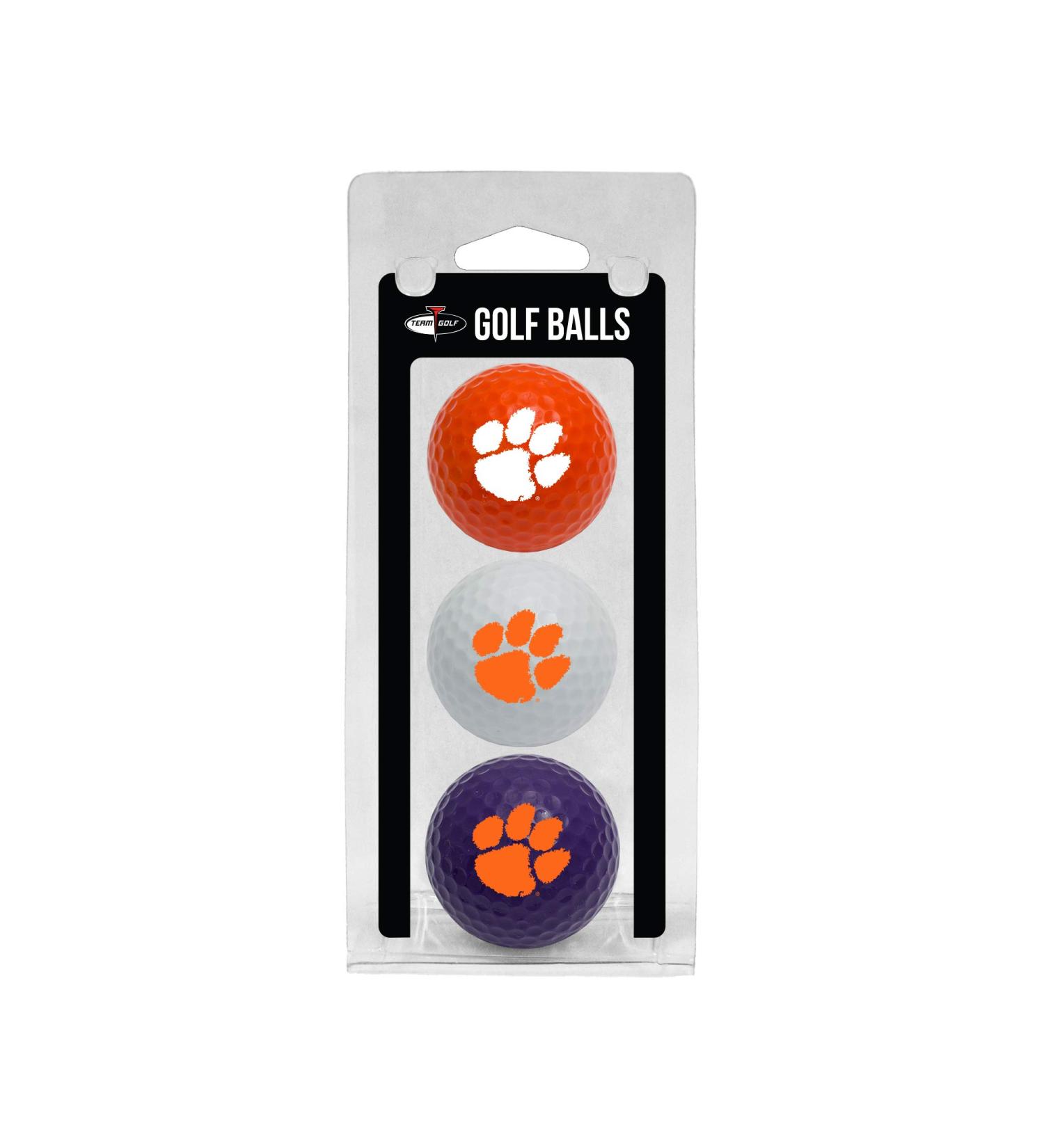 Team Golf NCAA Golf Balls Regular Size 3-Pack Full Color Durable Team Print (Ball Color May Vary) Clemson Tigers