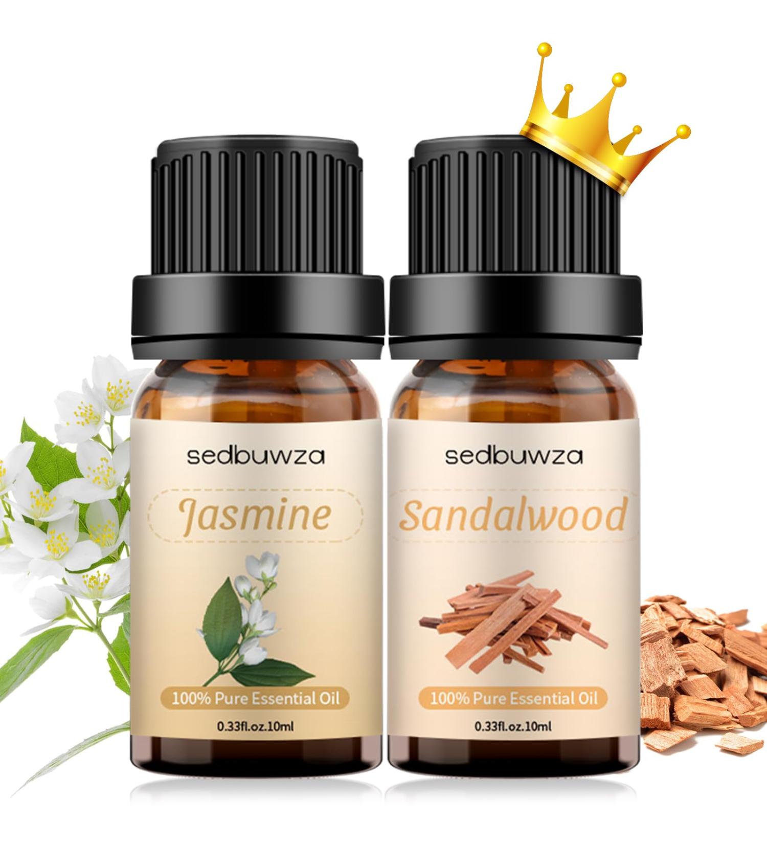 Sandalwood Jasmine Essential Oil Set - 2 x 10 ml for Diffusers Aromatherapy Soap & Candle Making | Sedbuwza - Buy Online on GoSupps.com