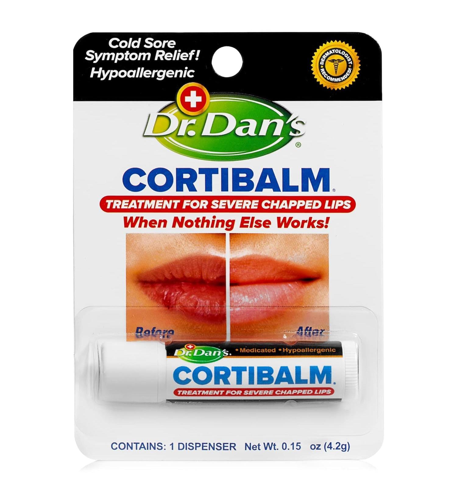 Dr. Dan's Cortibalm for Dry Cracked Lip - 1 Pack - Healing Lip Balm for Severely Chapped Lips - Designed for Men Women and Children - Buy Online on GoSupps.com