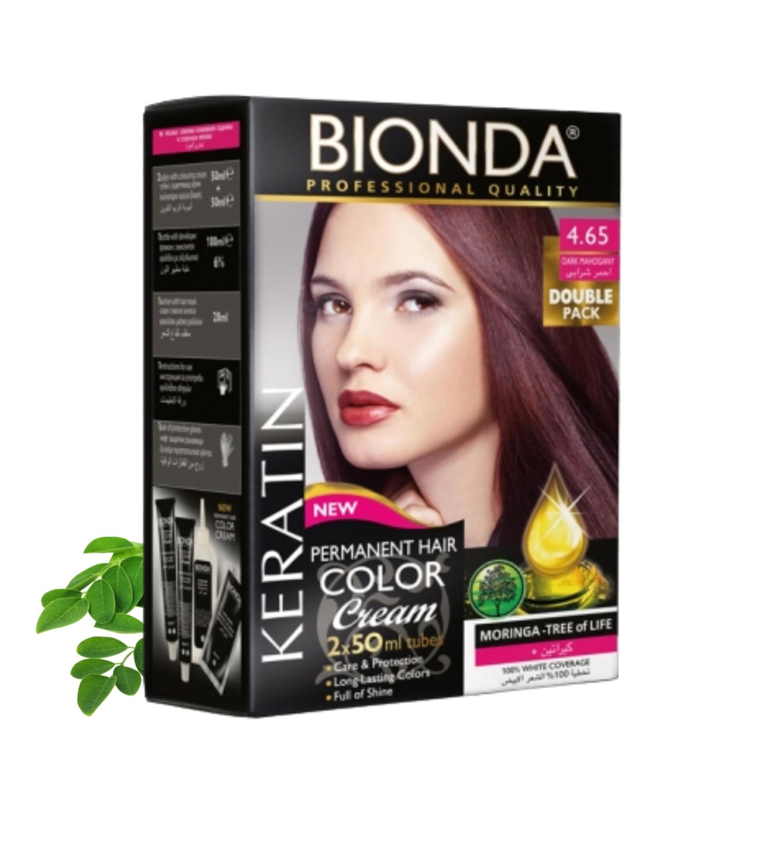 BIONDA Professional Permanent Hair Coloring Color Cream 426 Dark Mahogany 200ml Double pack Keratin & Moringa Care Longlasting intensive color with shine 100 gray hair coverage - Buy Online on GoSupps.com