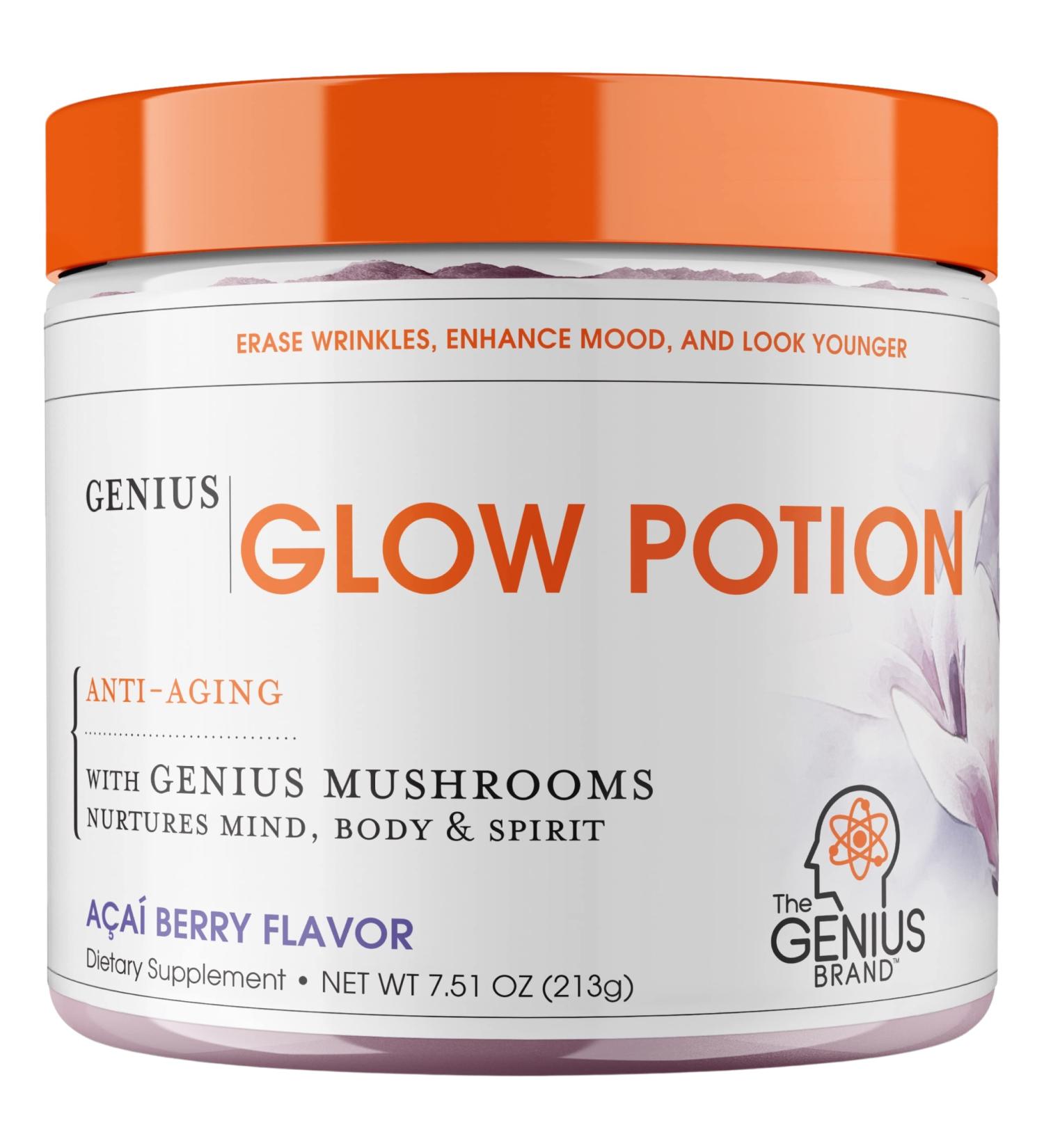 Genius Glow Potion - Anti Aging Beauty Supplement with Genius Mushrooms & Acai Berry Powder - Buy Online on GoSupps.com