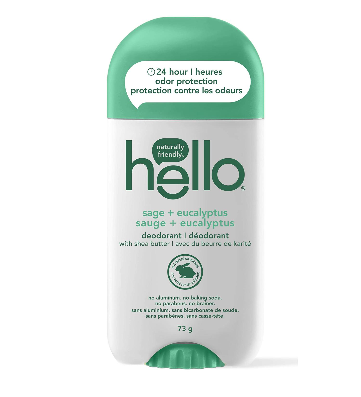 Hello Sage + Eucalyptus Natural Deodorant with Shea Butter Aluminum Free Parabens Free 73g Sage + Eucalyptus 73 g (Pack of 1) - Buy Online on GoSupps.com