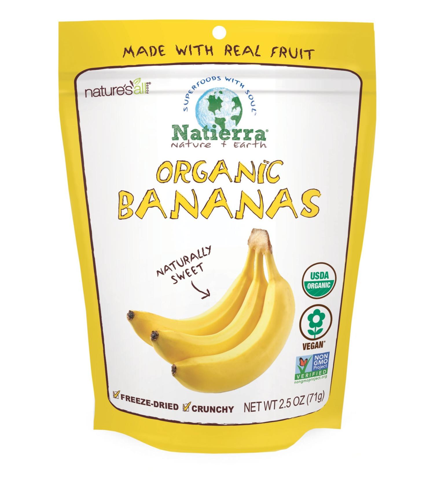 NATIERRA Organic Freeze-Dried Bananas | Non-GMO & Vegan | 2.5 oz Bag - Buy Online on GoSupps.com