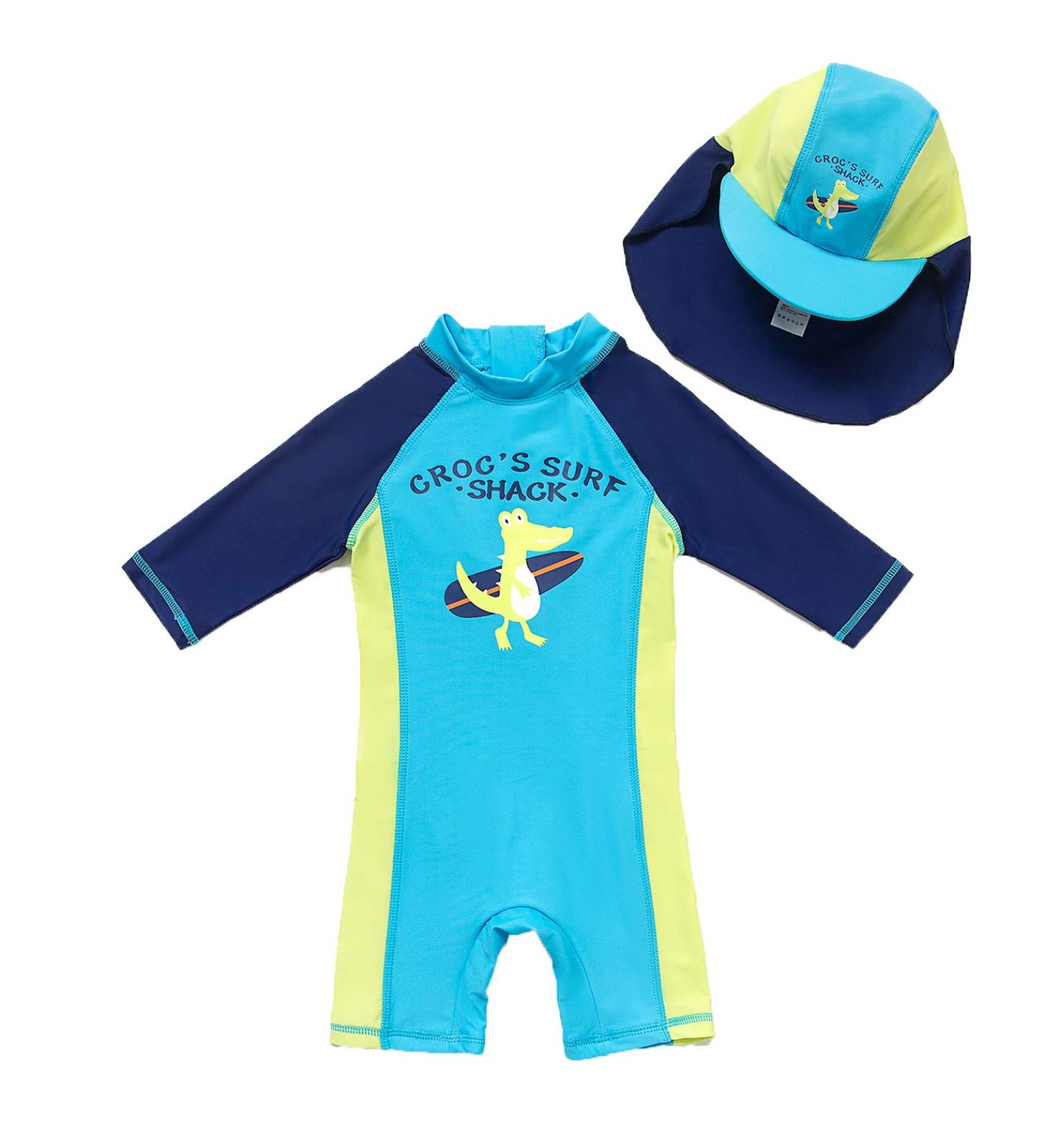 Bonverano Baby Boys Swimsuit - UPF 50+ Sun Protection, Surfing Crocodile Design - 2-3 Years - Buy Online on GoSupps.com