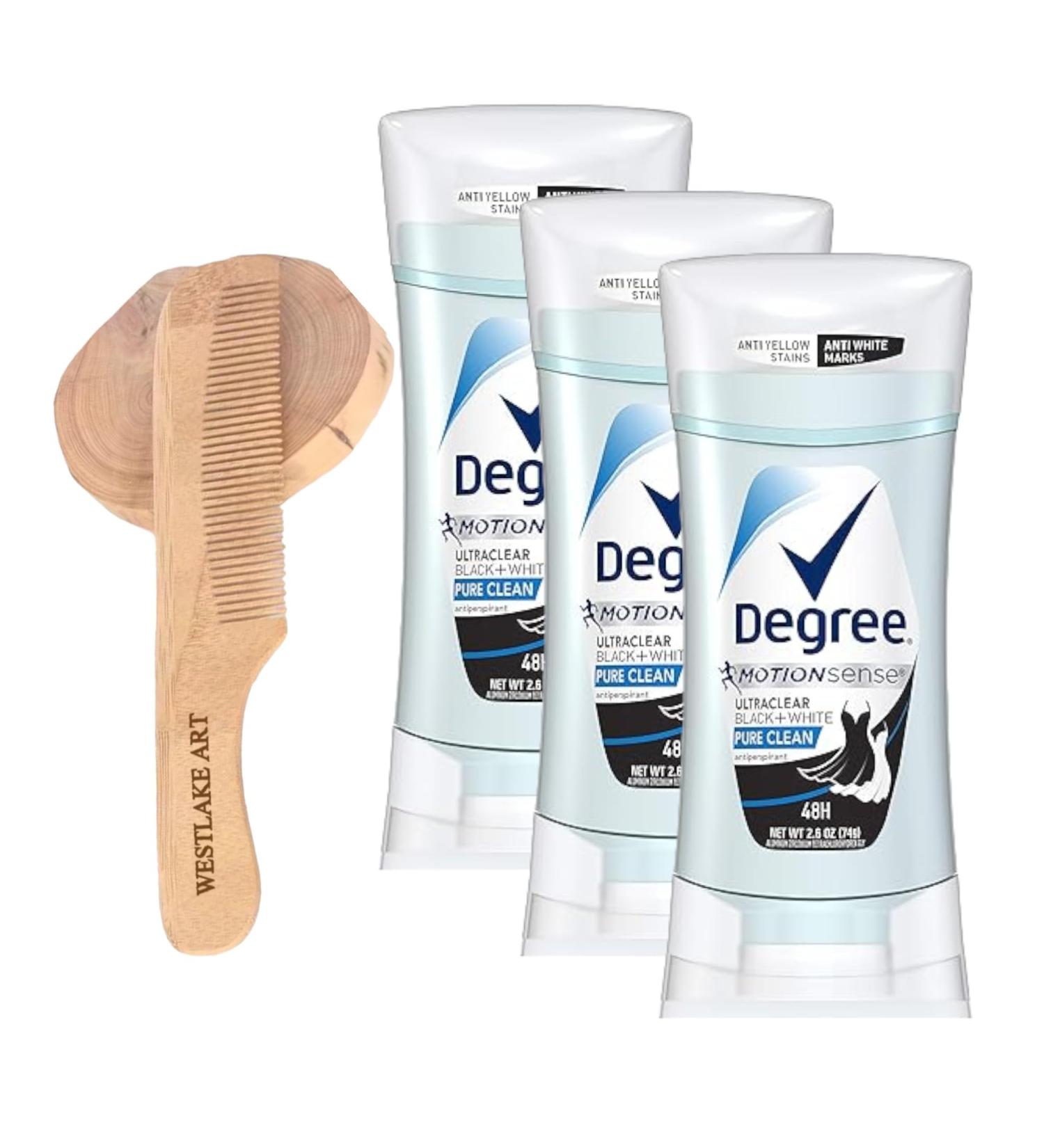 Ultraclear Antiperspirant for Women - 48-Hour Protection Pure Scent Anti-Yellow Stains Pack of 3 with Wooden Comb - International Shipping Available - Buy Online on GoSupps.com