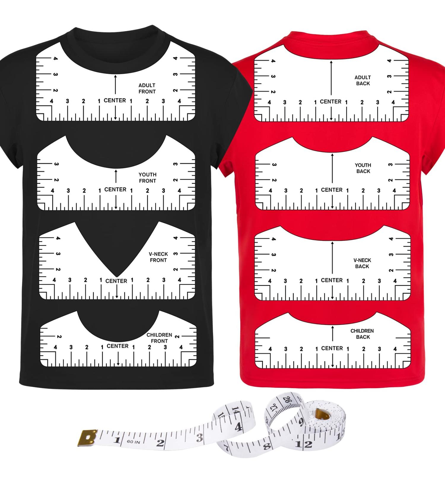 9Pcs Tshirt-Ruler Guide for Vinyl Alignment  Tshirt-Ruler for Heat Press  Tshirt-Rulers to Center Vinyl  Transparent V-Neck/Round PVC Ruler for Children Youth Adult  Front and Back Measurement (10in) Tshirt Ruler-9 Acrylic - Buy Online on GoSupps.com