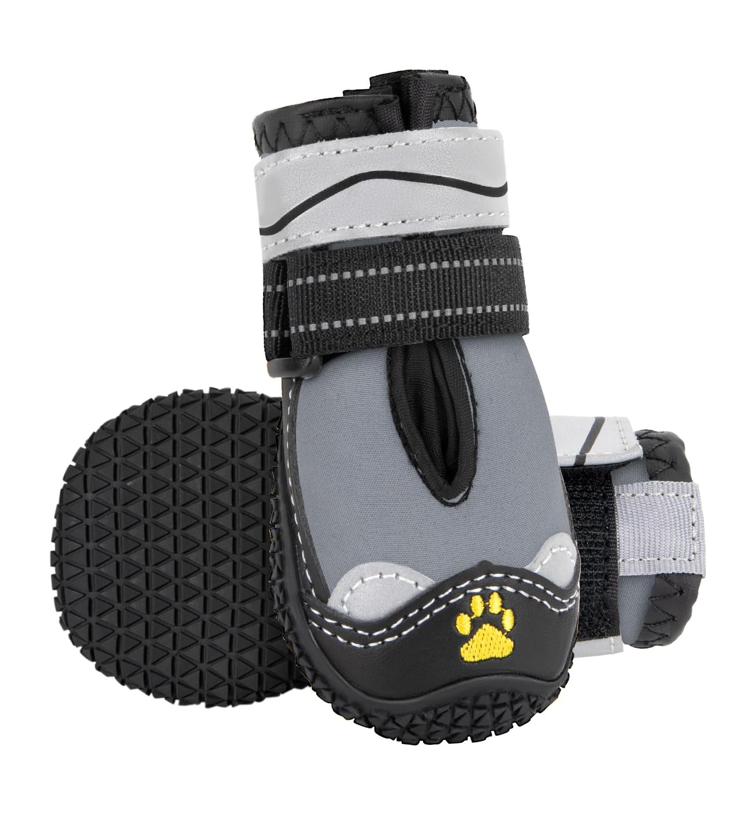 Eyin Dog Shoes - Water Repellent Non-Slip Reflective Velcro Fastener | Paw Protection for Small Medium & Large Dogs - Size 3 (Gray) - 2 Pieces - Buy Online on GoSupps.com
