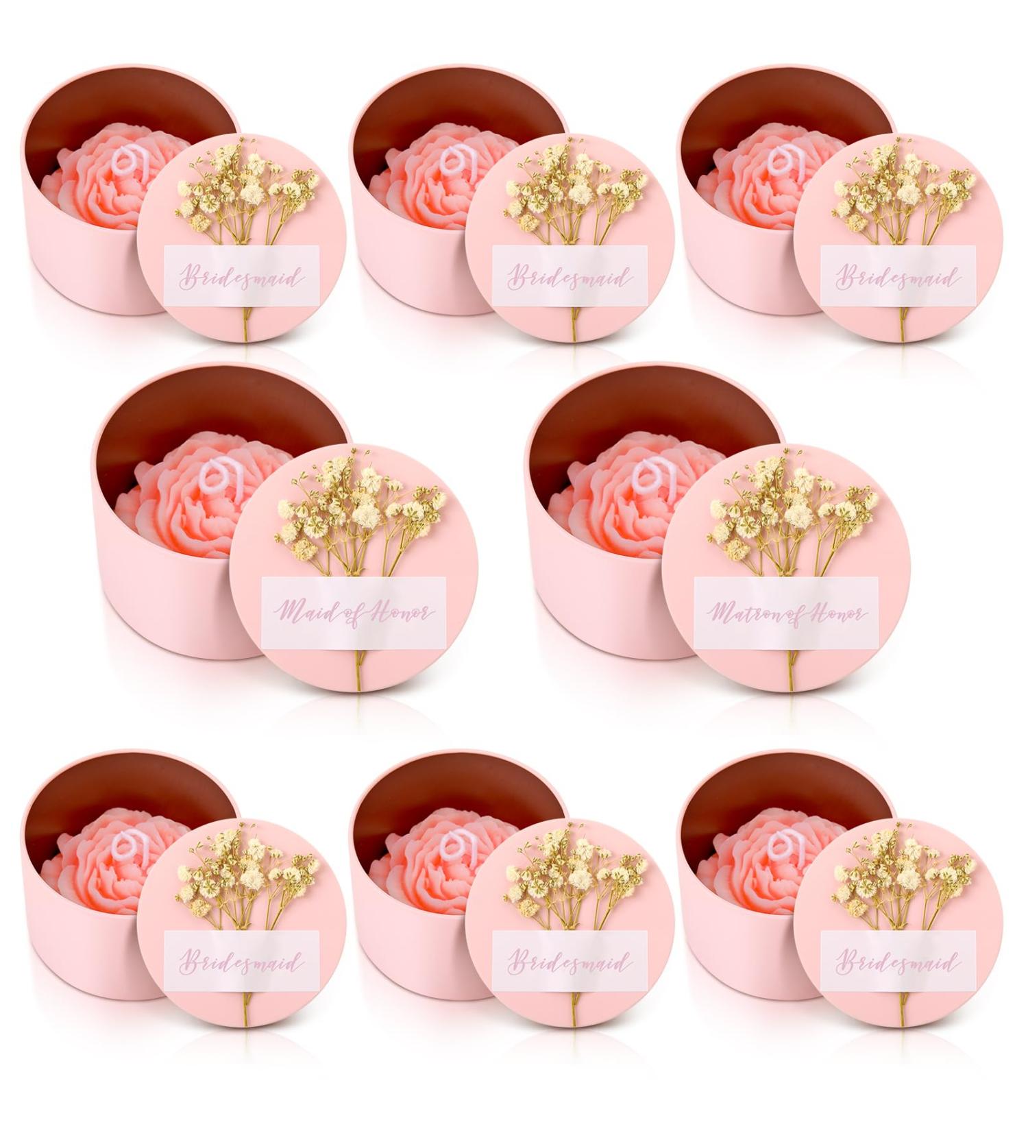 MTLEE Bridesmaid Candles Set - 8 Scented Soy Wax Gifts for Wedding Favors & Bridal Showers | Perfect Proposals & Birthday Gifts (Pink - Buy Online on GoSupps.com