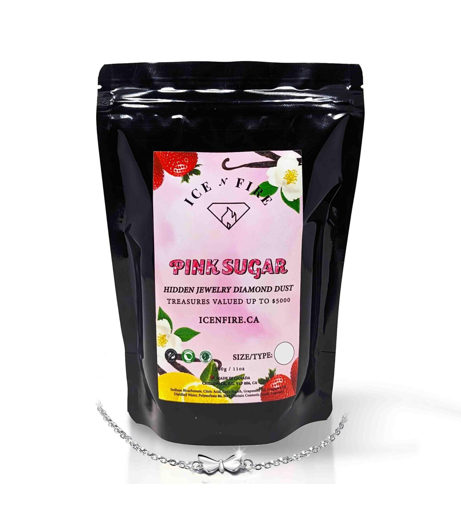 Ice N Fire - Surprise Diamond Dust Bath Bomb Powder with Mystery Jewelry Inside (Hidden Jewelry Bath Bomb Powder with Jewelry Valued up to $5 000) - Pink Sugar