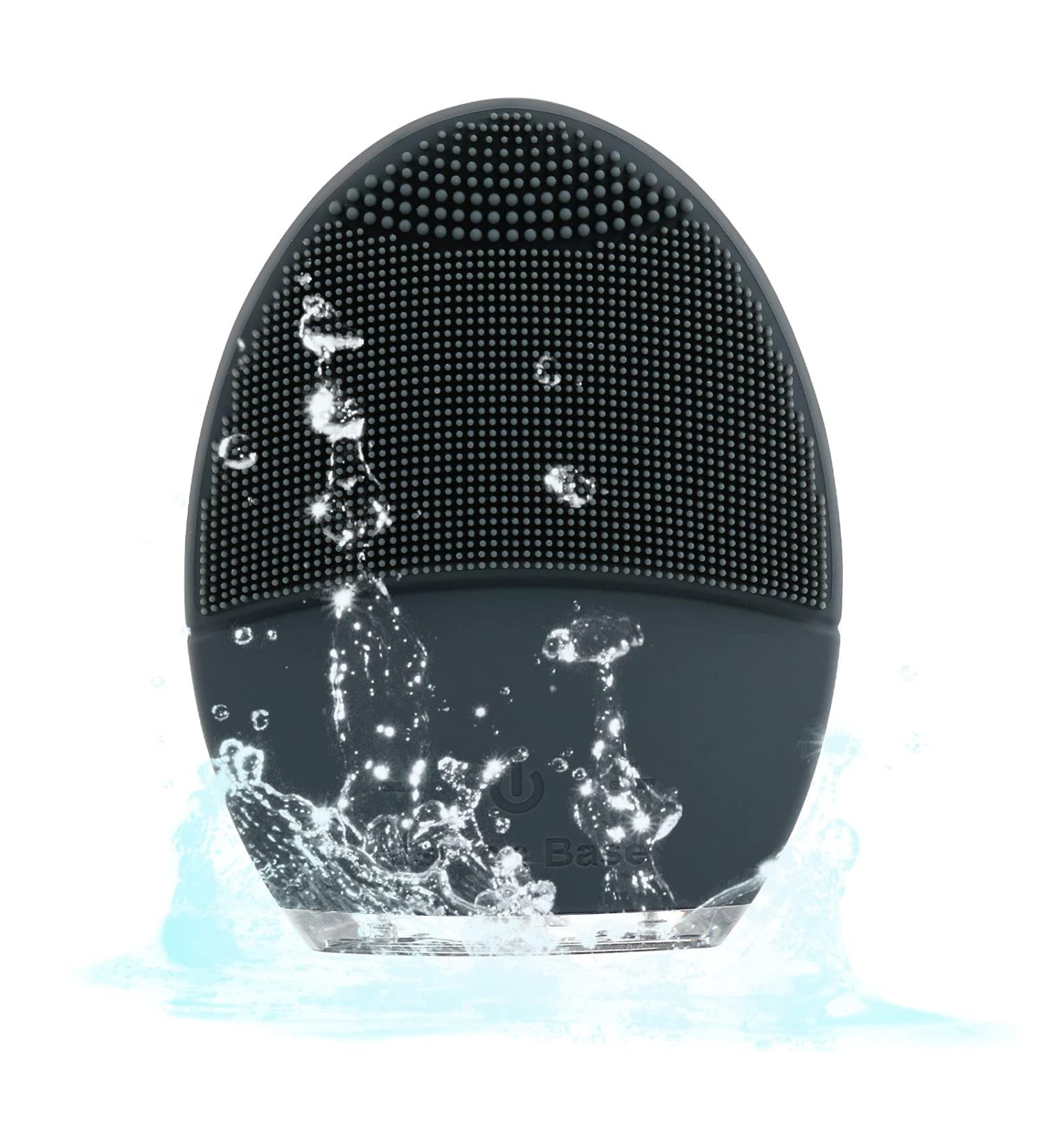 Silicone Ultrasonic Vibrating Facial Cleansing Brush & Face Massager - Rechargeable & Waterproof Electric Exfoliator for Anti-Aging (Gray) - Buy Online on GoSupps.com