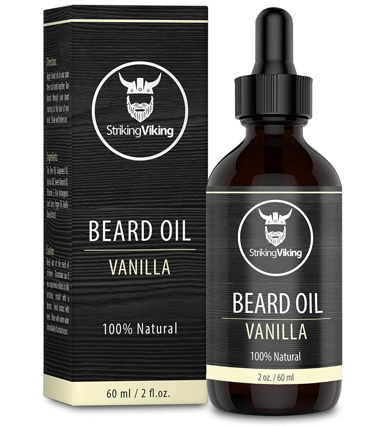Striking Viking Vanilla Beard Oil - 100% Natural Beard Conditioner - 2 oz - Buy Online on GoSupps.com