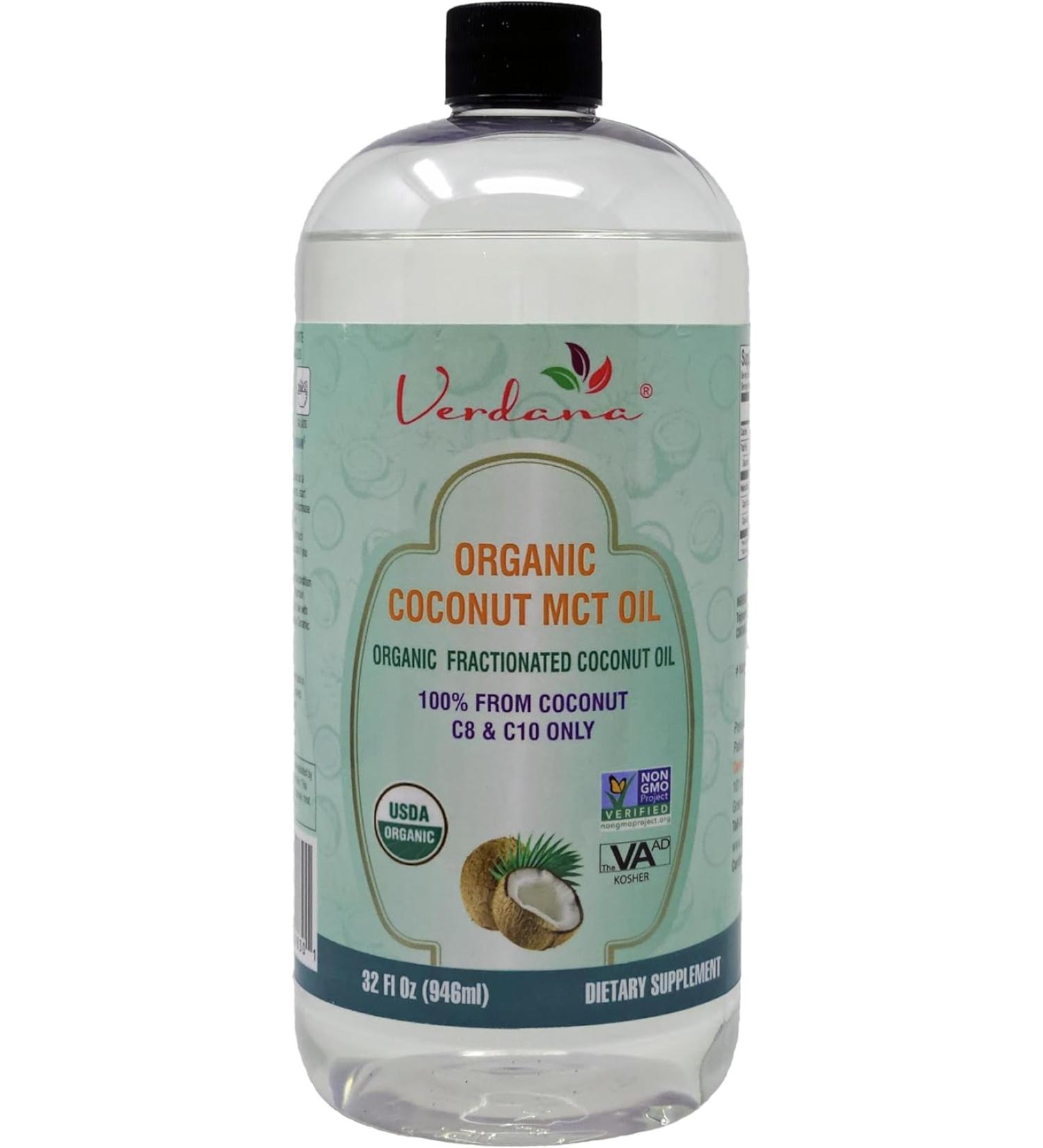 Verdana USDA Certified Organic Coconut MCT Oil Fractionated - 100% Pure, Non-GMO, Kosher - 32 Fl Oz (1 Pack) | Ideal for Keto & Paleo Diets - Buy Online on GoSupps.com