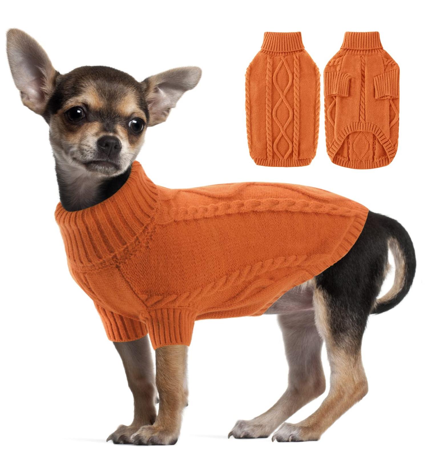 Classic Dog Sweater | Warm Turtleneck Puppy & Cat Coat | Winter & Holiday Pet Outfits | XXL Caramel - Buy Online on GoSupps.com
