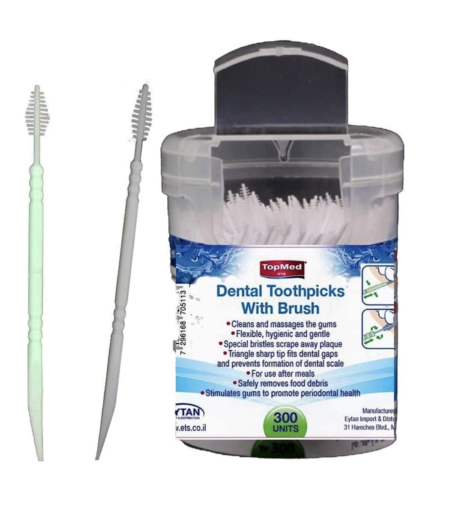 TOPMED ETS Dental Brush Teeth Pick Plastic Floss Toothpick Interdental Brush (300 Count) - Oral Care Solution - Buy Online on GoSupps.com
